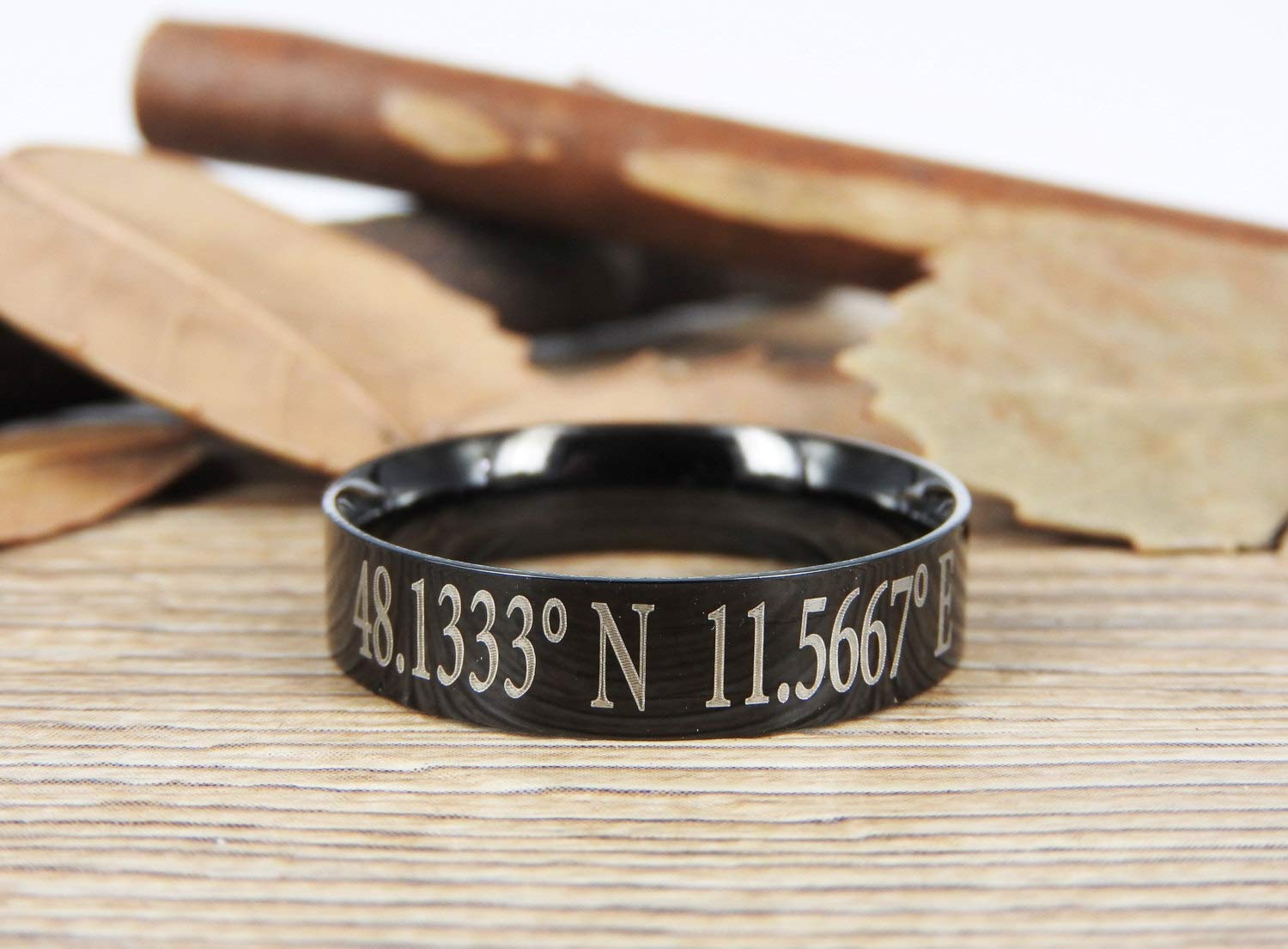 Personalized Engraved Titanium Rings Set - Custom Coordinate Jewelry with Latitude & Longitude - Perfect for Anniversary, Wedding, and Travel Gifts