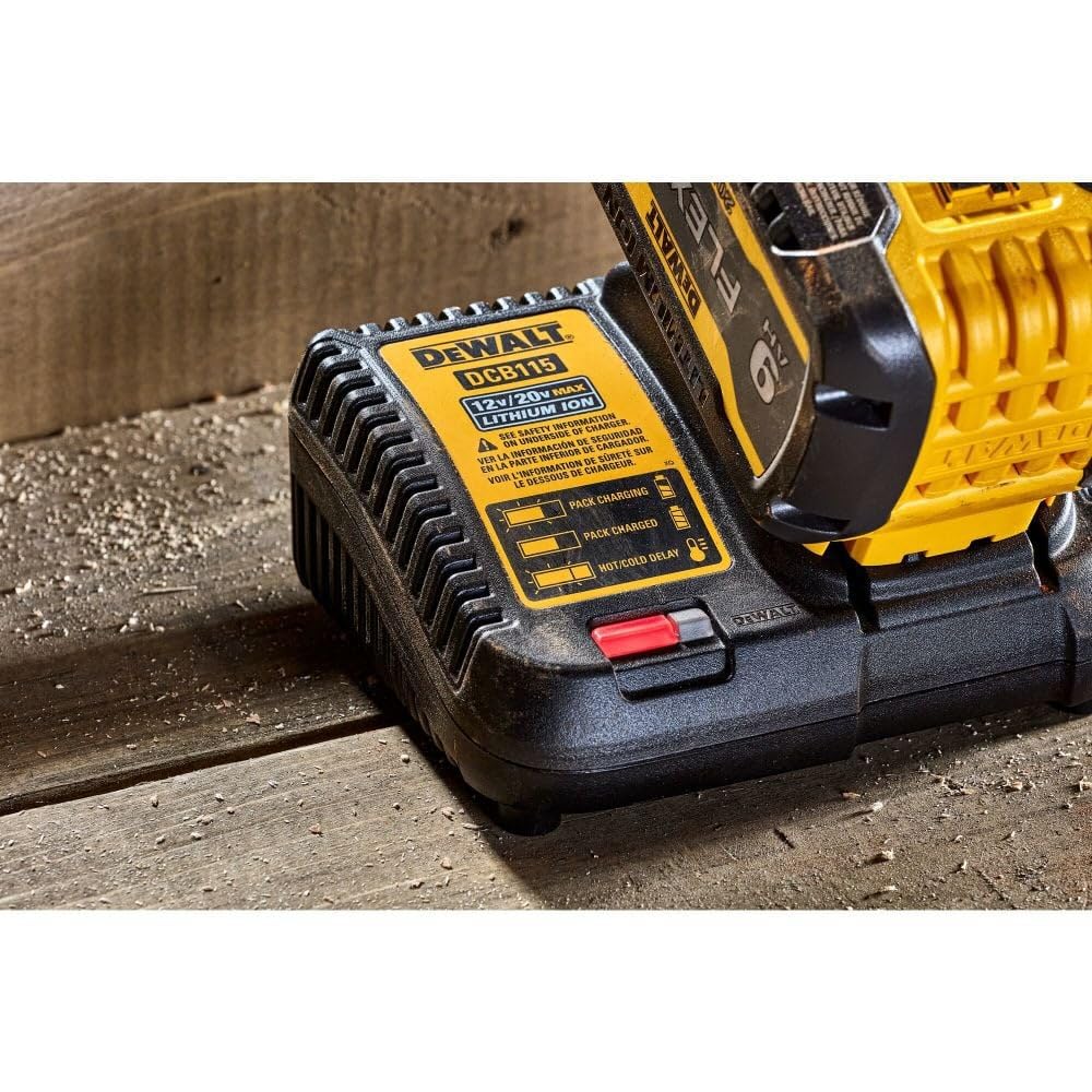 DEWALT 20V MAX* Lithium-Ion Battery Charger (DCB115) - Fast Charging for Power Tools, Compatible with All 20V MAX Batteries - Perfect for Construction Sites, DIY Projects & Home Repairs