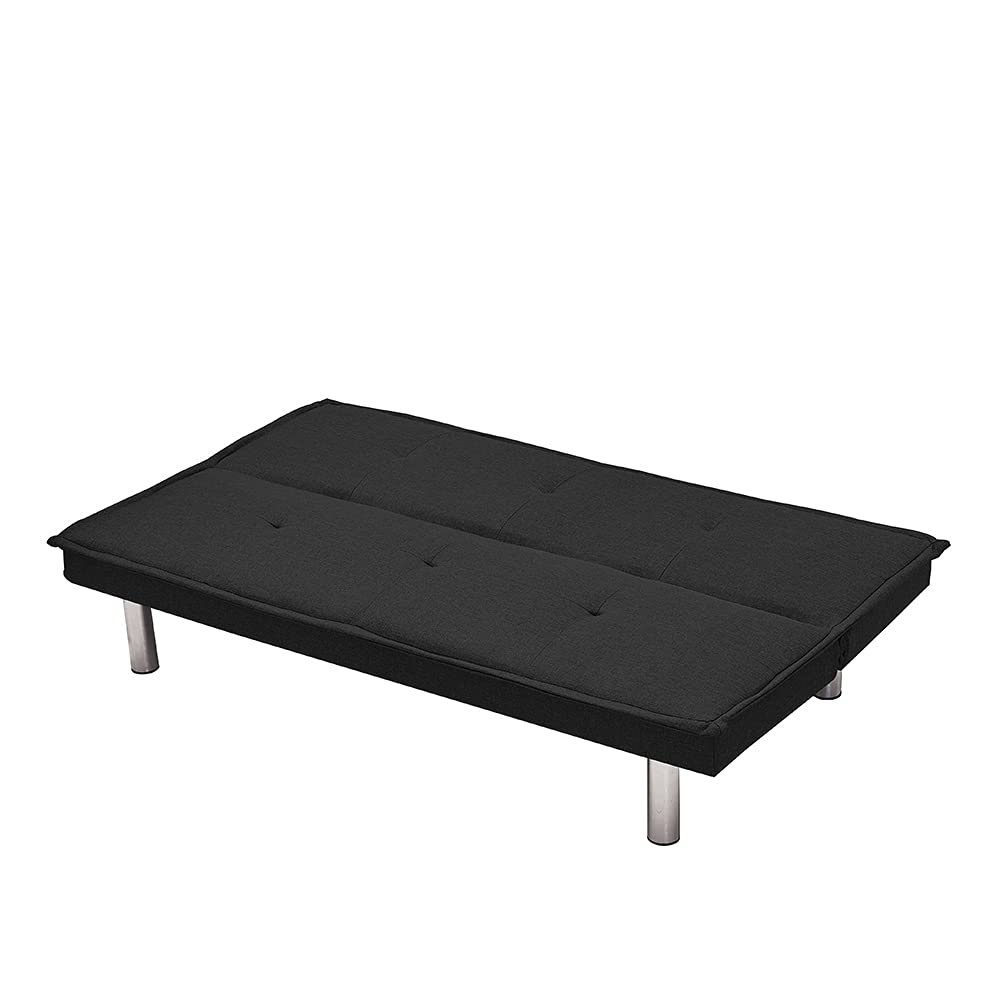 Convertible Fabric Sofa Bed - Foldable Futon Sleeper for Living Room & Guest Room, Space-Saving Black Couch with Storage (Perfect for Small Apartments & Home Offices)