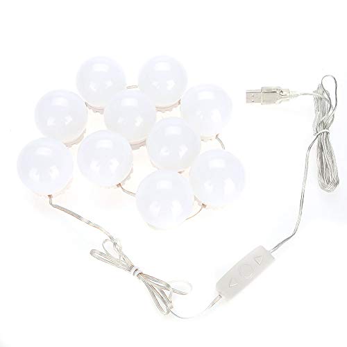 Hollywood Style LED Vanity Mirror Lights - Dimmable Light Strip with 10 Bulbs for Makeup Vanity Table & Bathroom Mirror - Perfect for Professional Makeup Artists & Home Beauty Stations