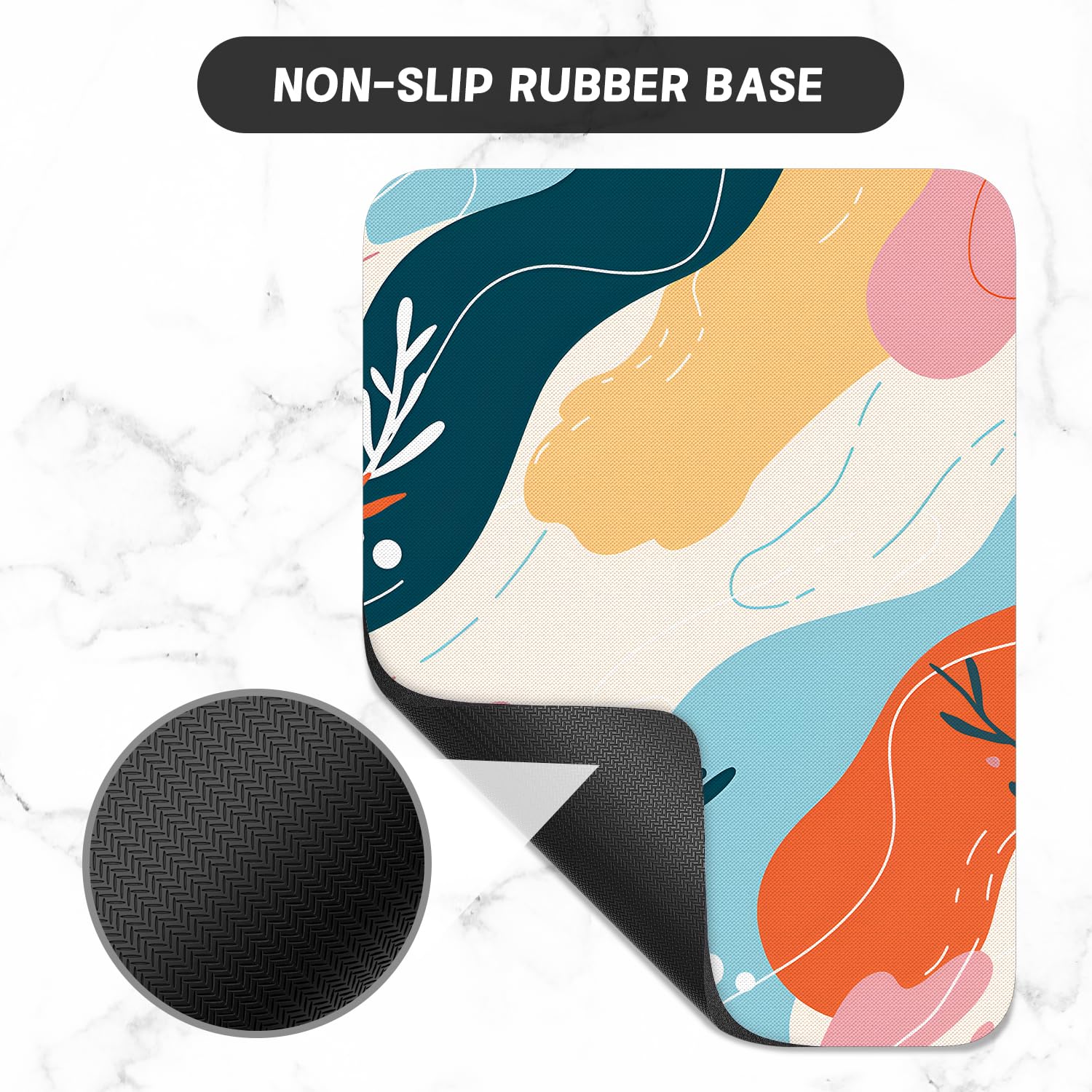 6x8 Inch Small Mouse Pad - Thick Rubber Waterproof Non-Slip Mini Mouse Mat for Wireless Mouse & Laptop - Cute Abstract Design for Home Office & Gaming - Perfect for Women & Men (Black)
