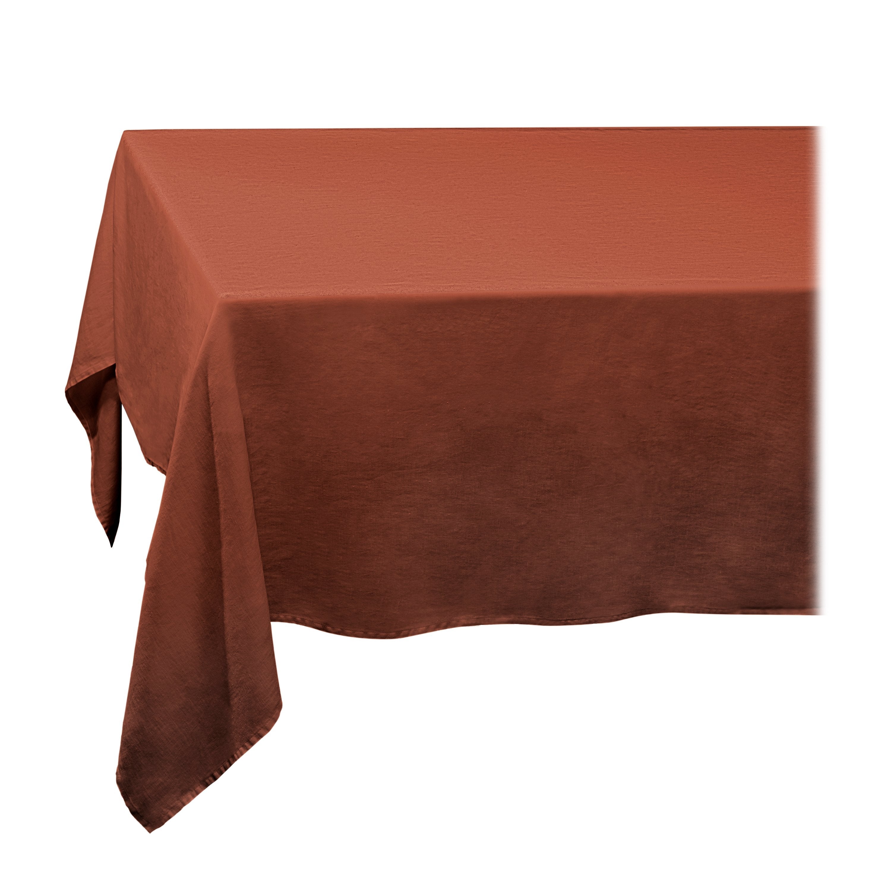 Premium Linen Sateen Tablecloth - Elegant Dining Table Cover for Weddings, Parties & Home Decor - Brick Red Color - Wrinkle & Stain Resistant