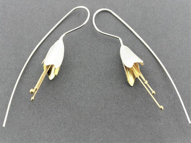 22K Gold Over Silver Angel Trumpet Flower Earrings - Elegant Floral Jewelry for Women, Perfect for Weddings, Parties & Special Occasions