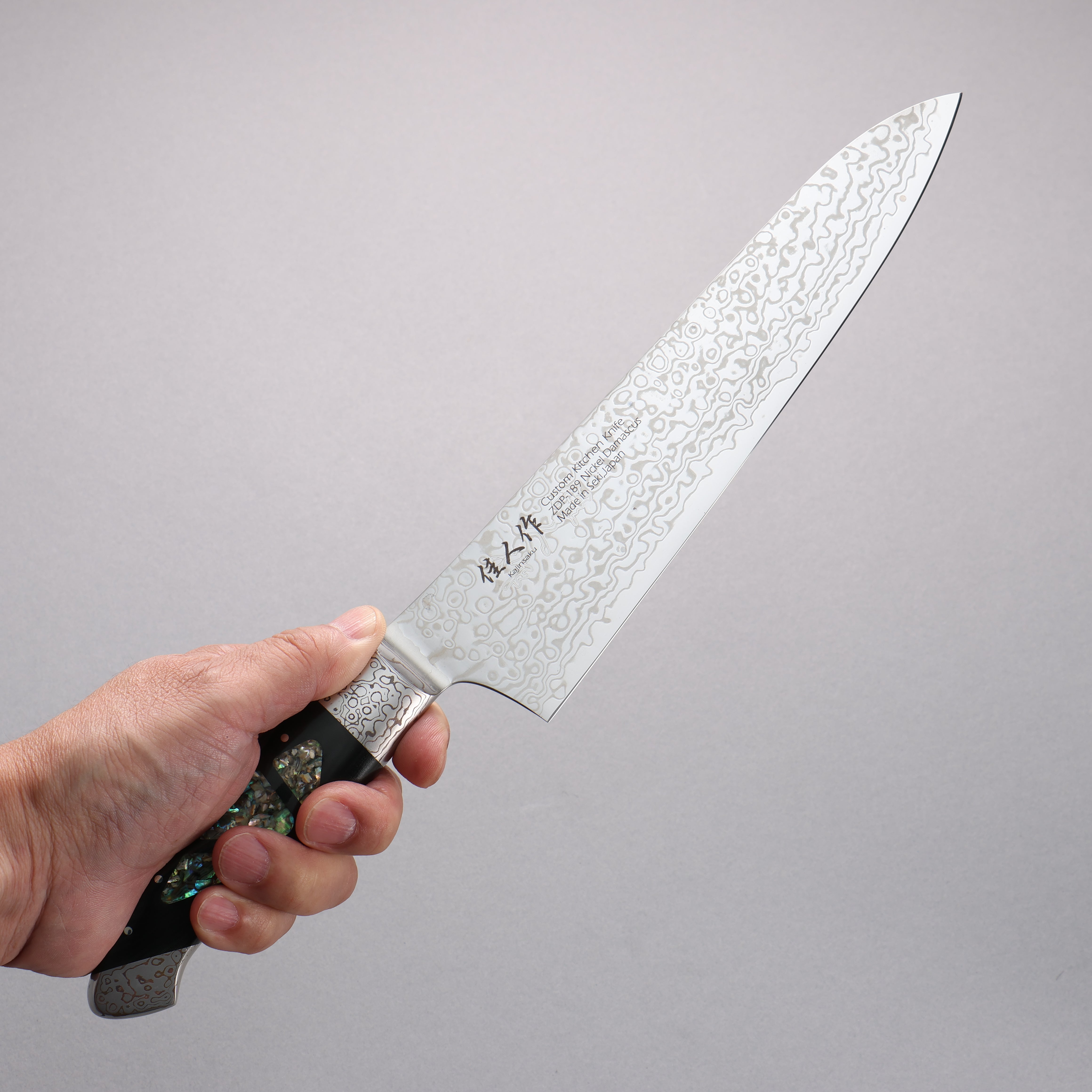 Premium ZDP189 Damascus Gyuto Knife 210mm - Japanese Chef Knife with Abalone Inlay Handle - Perfect for Sushi, Meat Slicing & Professional Kitchen Use