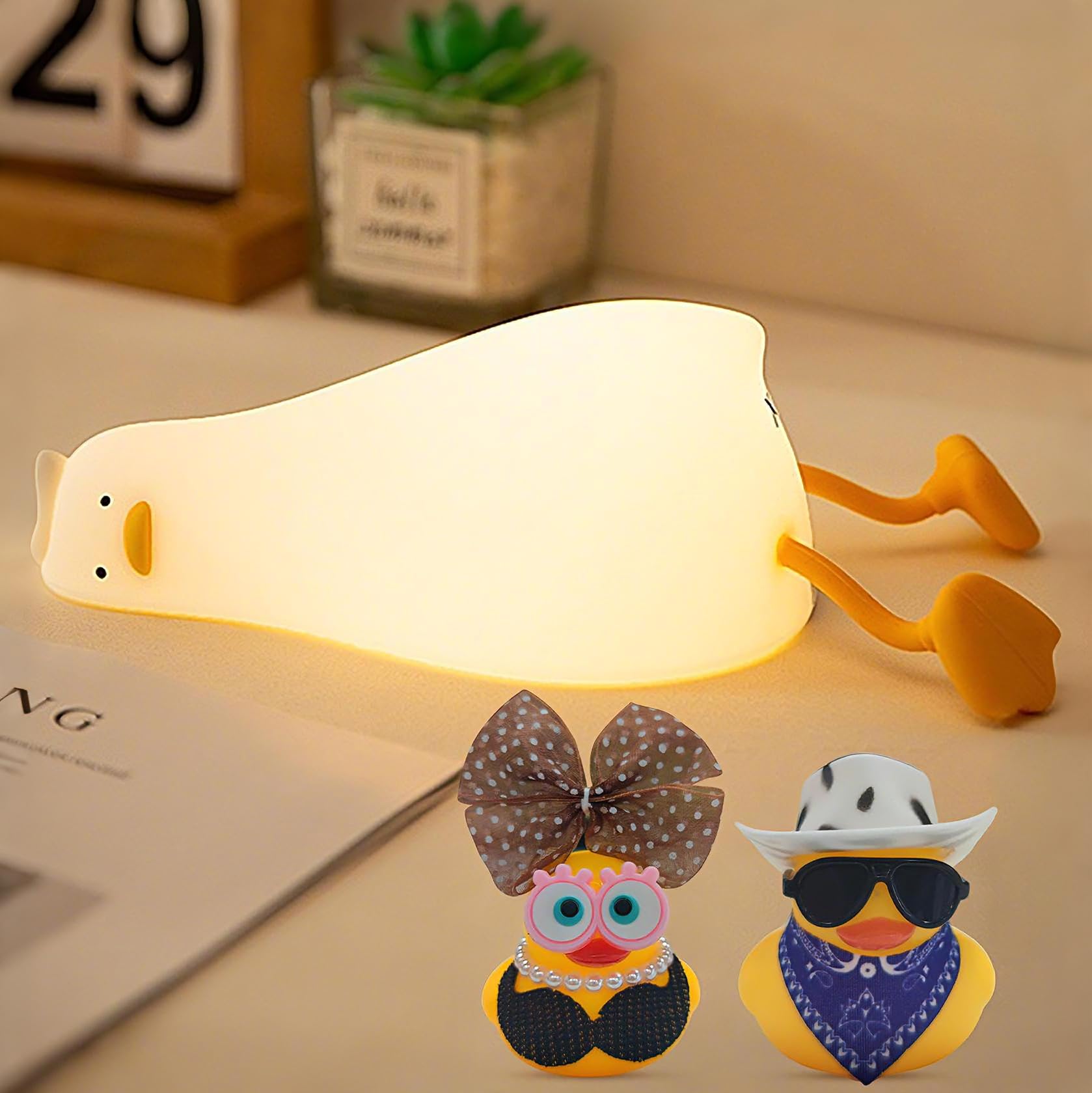 Cute Rechargeable Duck Night Light - Dimmable Silicone Touch Lamp for Nursery, Kids Room & Breastfeeding | Portable Squishy Animal Nightlight for Adults & Baby Decor