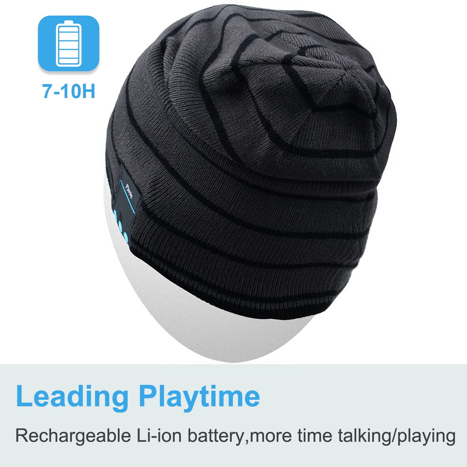 Rotibox Bluetooth Beanie Hat with Wireless Headphones - Warm Winter Knit Cap for Running, Skiing & Outdoor Activities - Perfect Christmas Gift for Men & Women