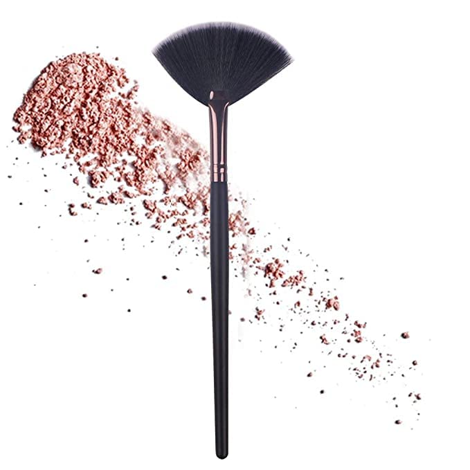 ENIVO Women's & Girls' Multicolor Fan Brush with Beauty Blender - 2 Pack Set for Makeup Application & Blending - Perfect for Foundation, Contouring & Highlighting