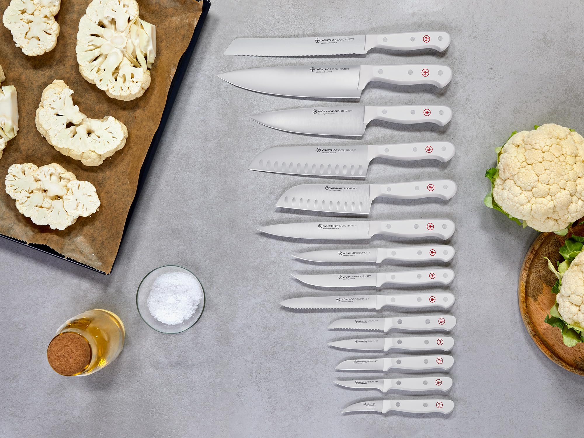 WÜSTHOF Gourmet 9-Piece White Steak Knife Set with In-Drawer Storage - Premium German Stainless Steel Knives for Steak Dinners, BBQ Parties & Fine Dining