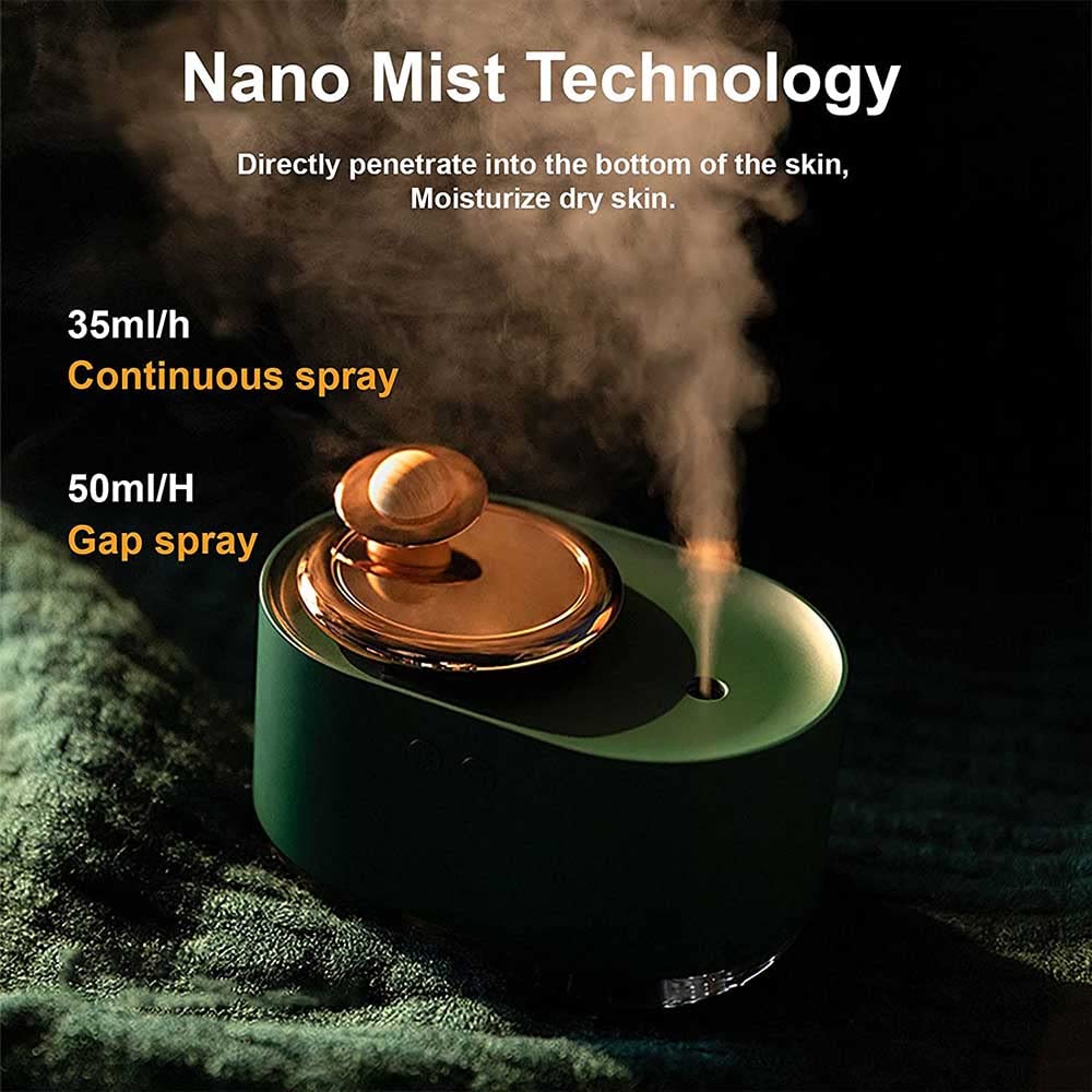 Portable Small Humidifier with Night Light - USB Personal Desktop Rotating Planet Humidifier for Bedroom, Office, Nursery & Nightstand - Perfect for Dry Air Relief, Baby Care & Better Sleep (White)