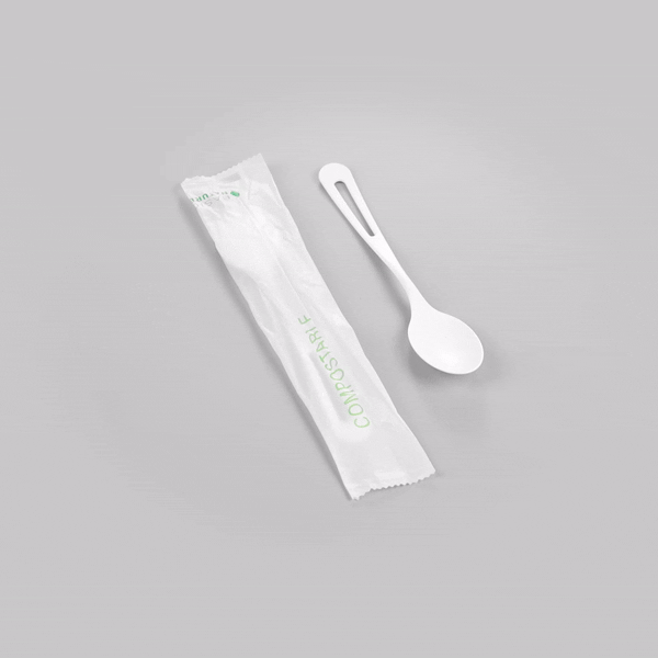 Eco-Friendly White CPLA Compostable Spoons - Heat Resistant, Biodegradable Cutlery (250 Count, 7.5