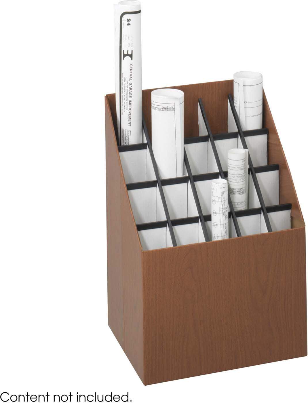 Safco 3081 Upright Roll File - 20 Compartment Walnut Wood Organizer for Office Documents | Perfect for Filing, Storage & Office Organization