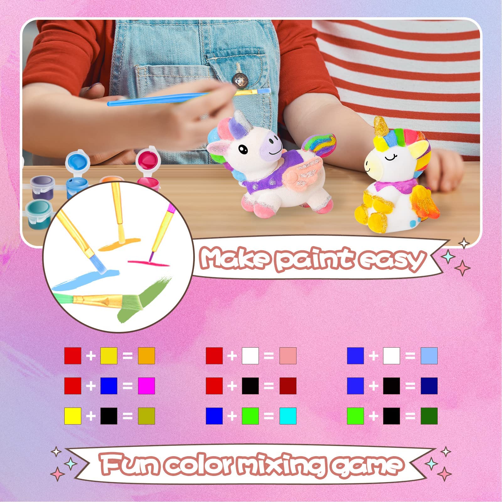 KMUYSL Unicorn Painting Kit for Kids Ages 4-8 - 8 Unicorn Figurines, Art Supplies & Crafts Set - Perfect Birthday Gift for Boys & Girls 3-8 Years Old - Creative DIY Activity for Home, School & Party Fun
