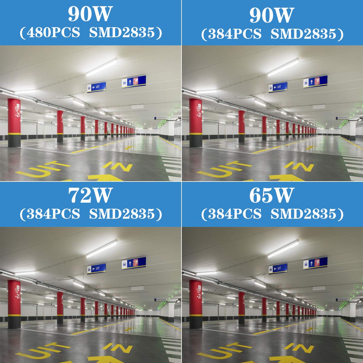 10-Pack 8Ft LED Shop Lights, 90W Integrated LED Tube Fixtures - 10,000LM, 6500K Daylight White, Clear Cover, High Output, V-Shape 270° Lighting for Garage, Warehouse, Workshop & Basement | Energy-Efficient Bright Lighting Solution for Industrial & Commercial Spaces