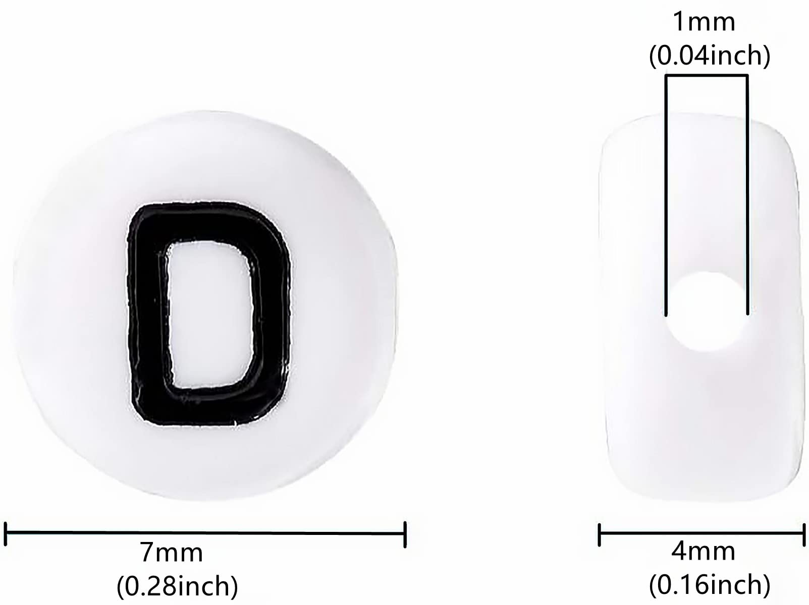 100PCS White Round Acrylic Alphabet Beads - Letter D Beads 4x7mm for DIY Jewelry Making, Bracelets, Necklaces, Keychains - Perfect for Personalized Gifts, Party Favors & Craft Projects