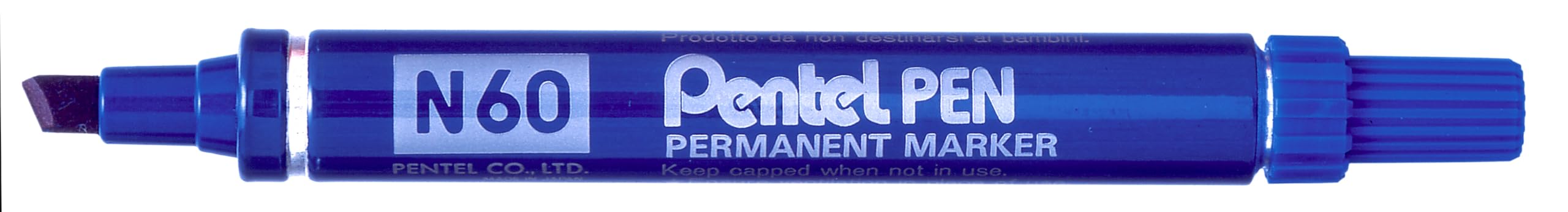 Pentel N60 Permanent Marker - Chisel Tip, Aluminum Barrel, Waterproof Blue Ink - Ideal for Labeling, Crafting & Industrial Use
