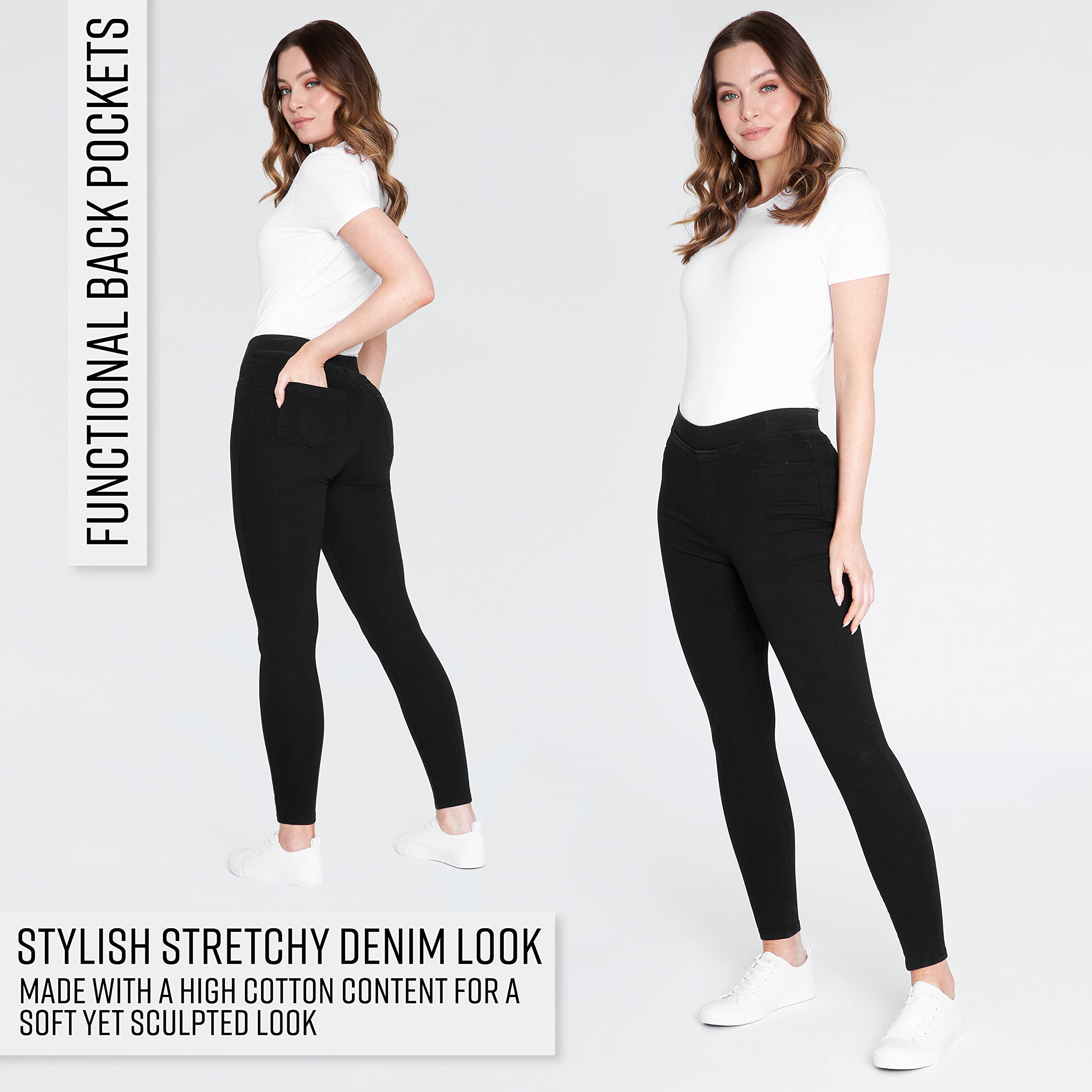 CityComfort Women's High Waisted Stretchy Jegging Jeans - Comfortable Denim Leggings for Work, Travel & Casual Wear