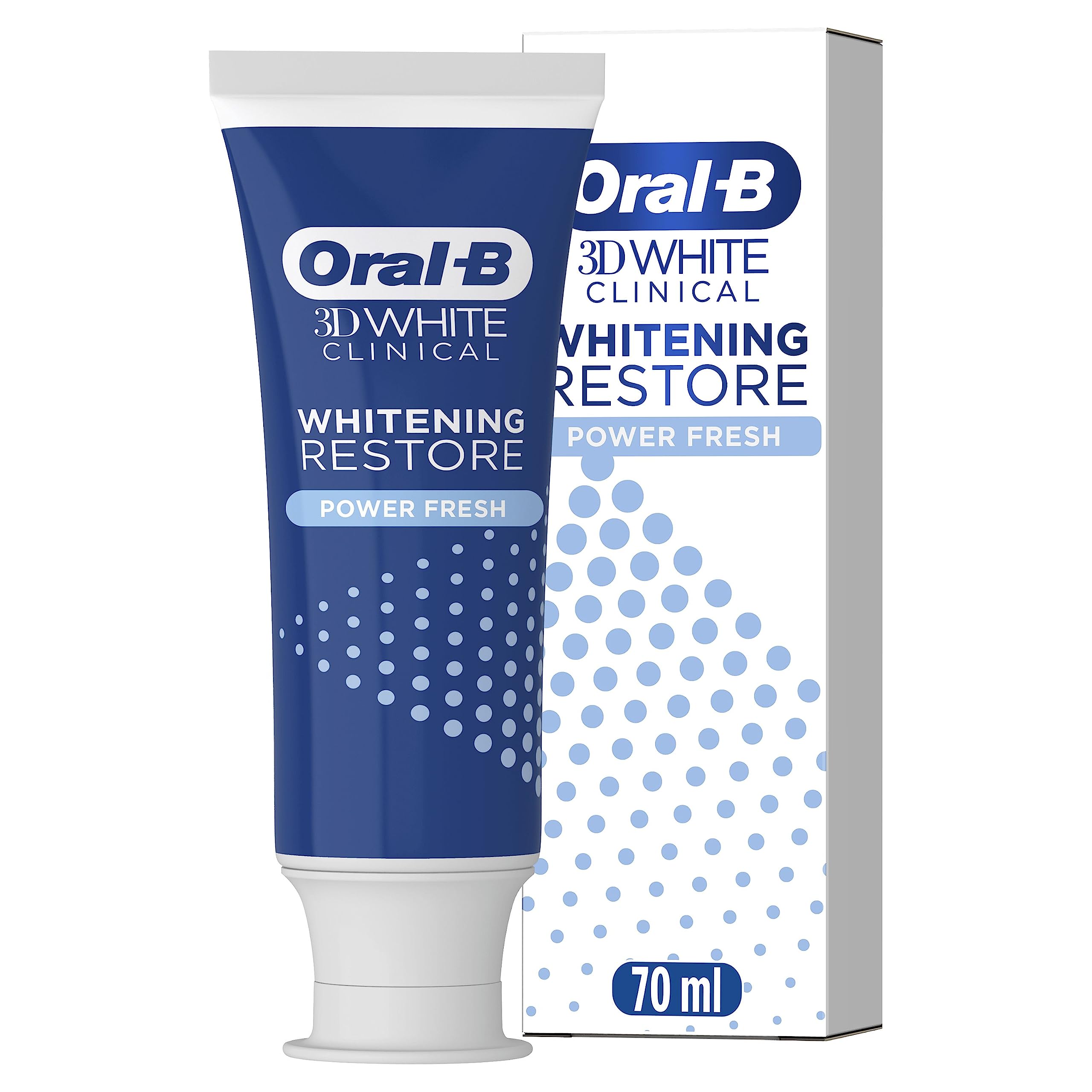 Oral B Clinical Whitening Restore Power Fresh Toothpaste - Professional Teeth Whitening & Enamel Protection - Fresh Mint Flavor for Daily Use at Home or Travel