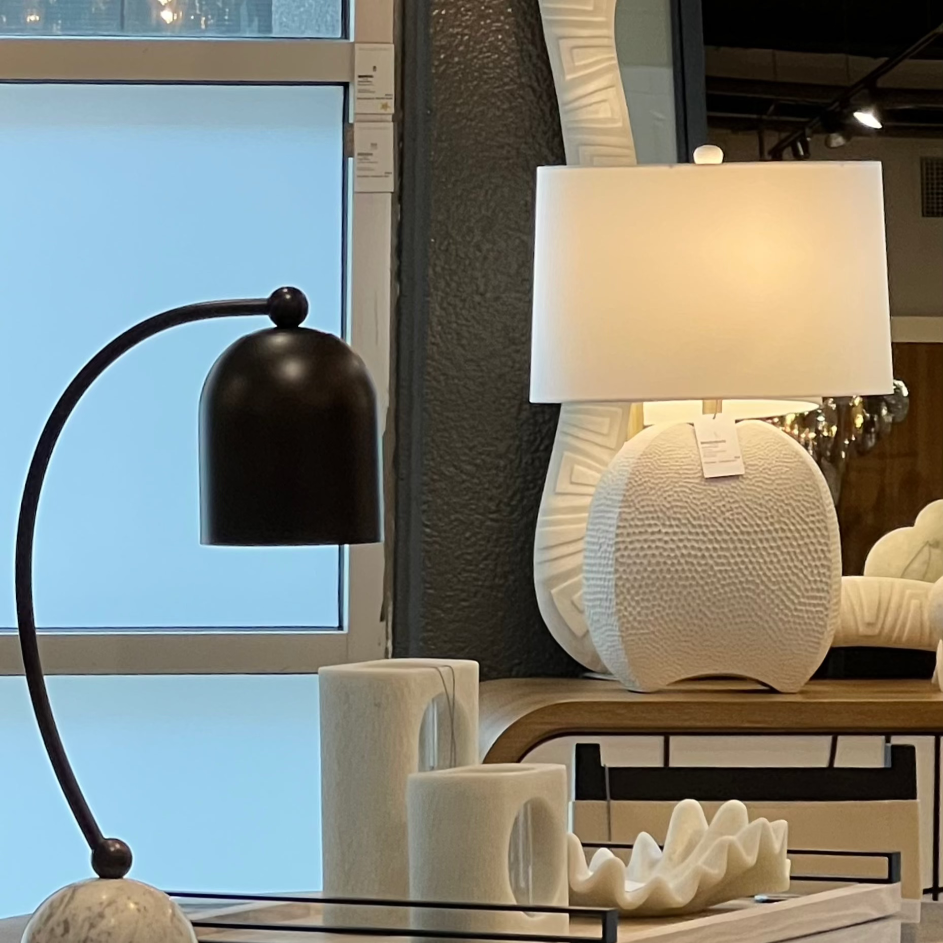 Fairbanks White Ceramic Table Lamp - Modern Home & Office Lighting for Living Room, Bedroom, or Study Desk