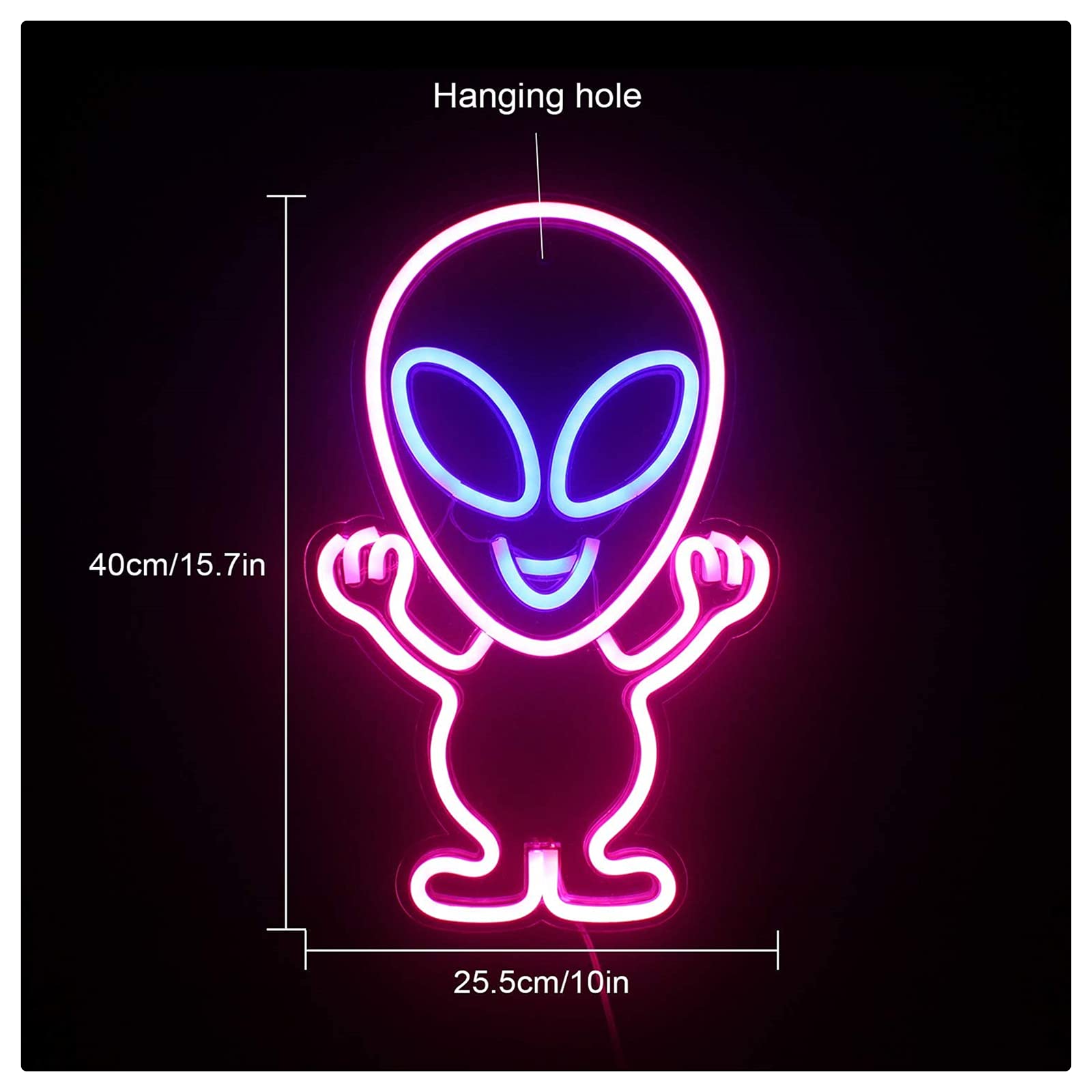 Alien Neon Sign Lights - USB Powered LED Neon Wall Decor for Kids Room, Bar, Festival & Birthday Party | Durable Custom Neon Signs for Home, Office & Event Lighting