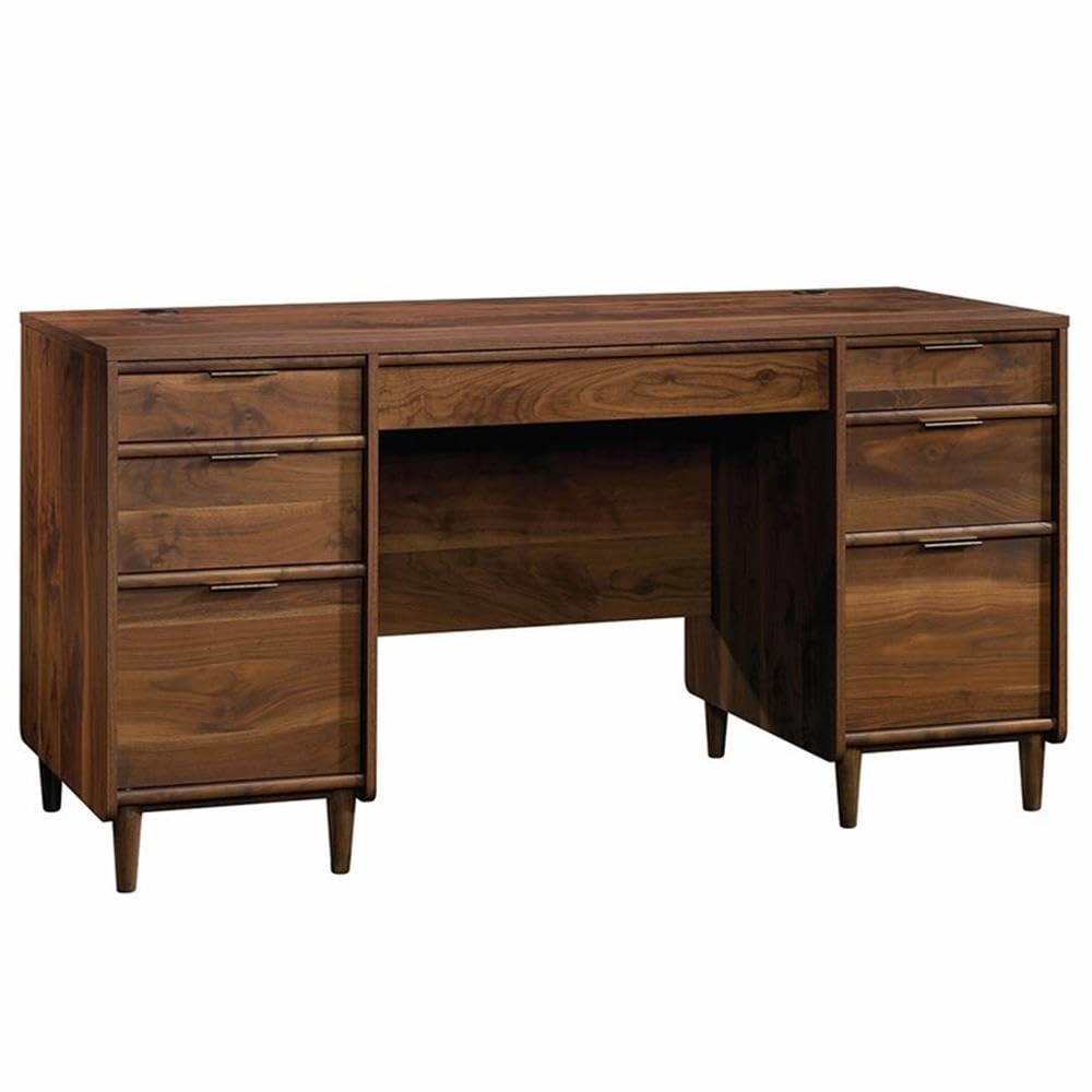 Pemberly Row Transitional Engineered Wood Computer Desk in Grand Walnut - Home Office Desk for Work & Study, Modern Writing Desk for Small Spaces