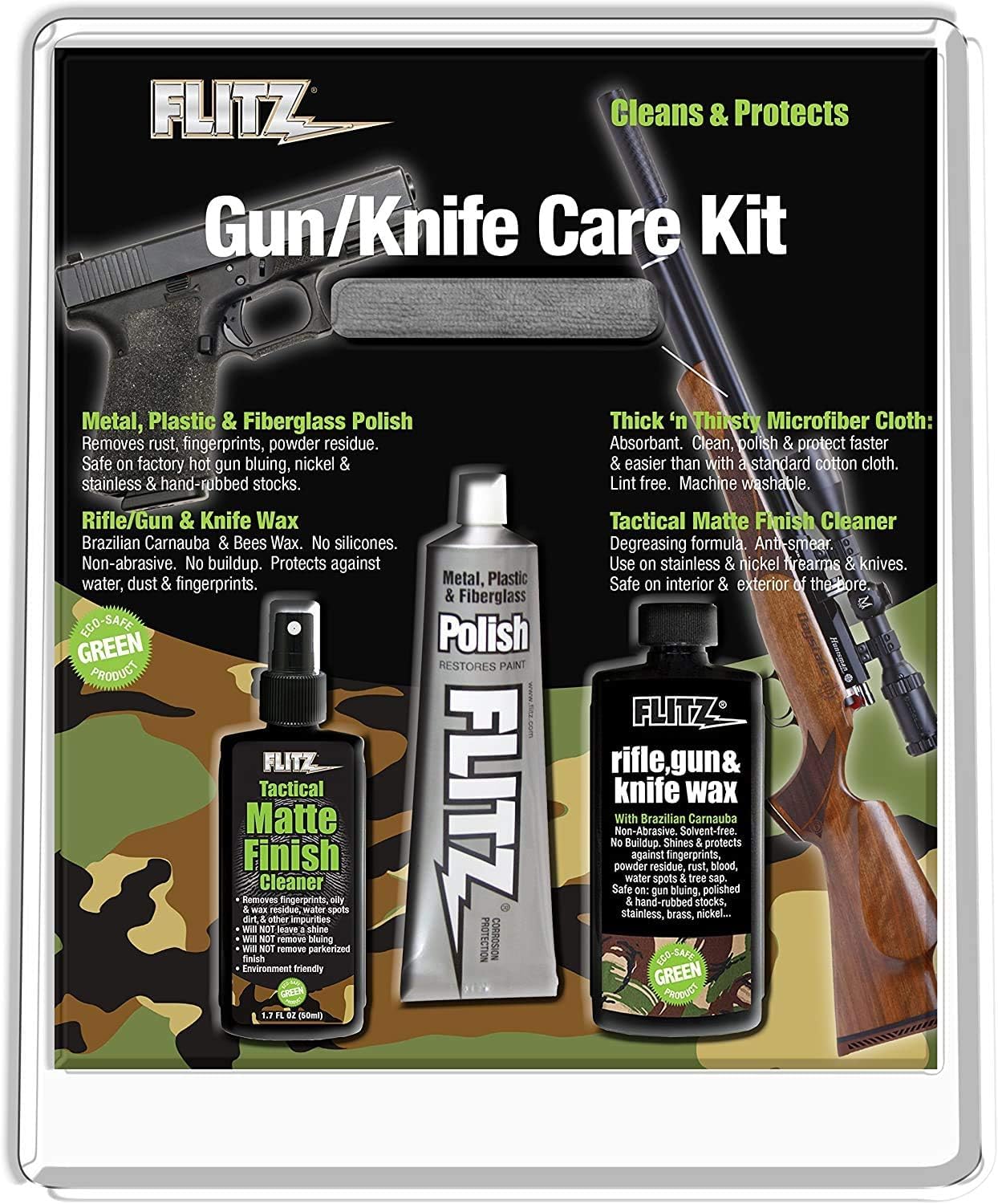 Flitz Knife & Gun Care Kit - Premium Metal Polish & Cleaning Solution for Blades, Firearms & Tools | Perfect for Hunting, Shooting & Outdoor Maintenance