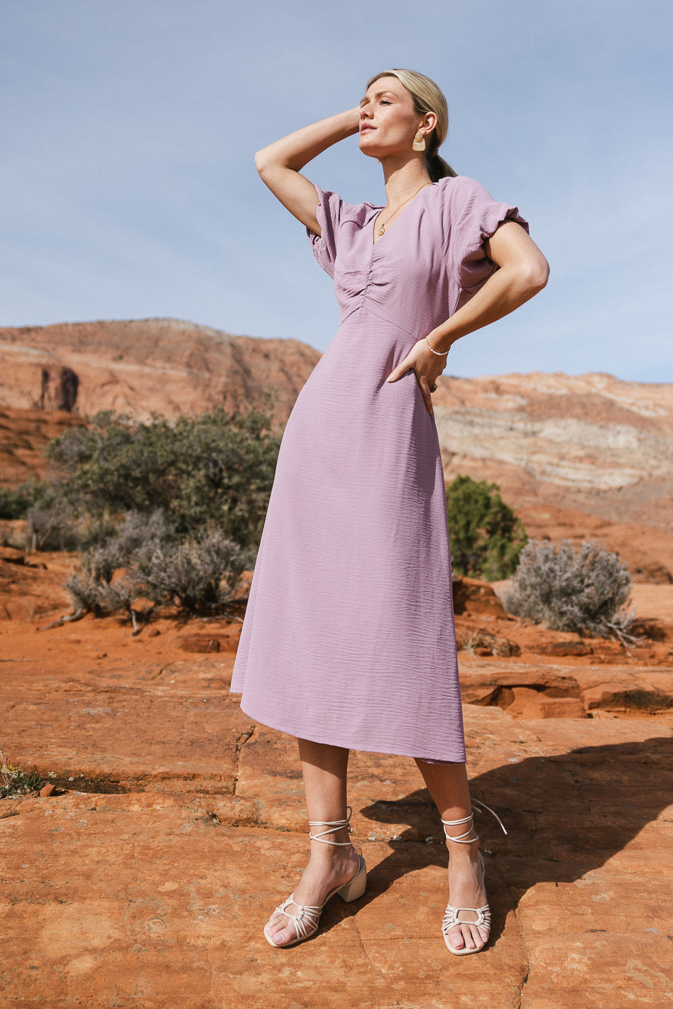 Maeve Lavender Midi Dress - Flowy Summer Dress for Women | Perfect for Weddings, Parties & Casual Outings | FINAL SALE