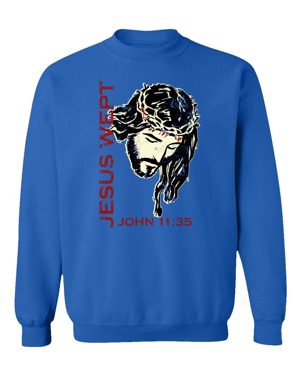 RIVEBELLA Jesus Christ Sweater - Unisex Crewneck Sweatshirt with 'Jesus Wept' Print - Religious Apparel for Church, Bible Study & Christian Events