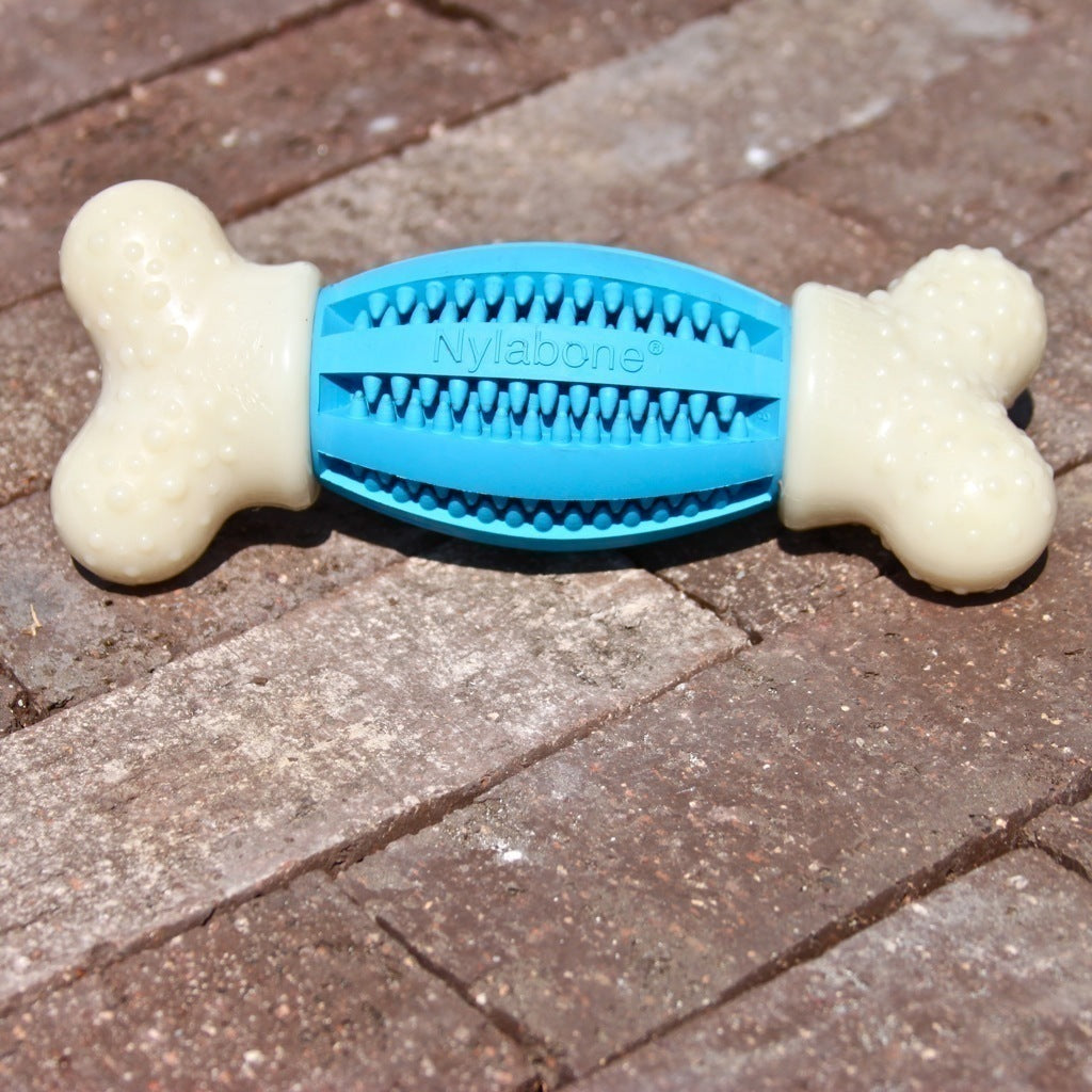 Dental Double Action Chew Toy for Dogs - Durable Pet Teeth Cleaning Chews for Puppies & Adult Dogs - Promotes Oral Health & Reduces Plaque - Perfect for Aggressive Chewers & Playtime