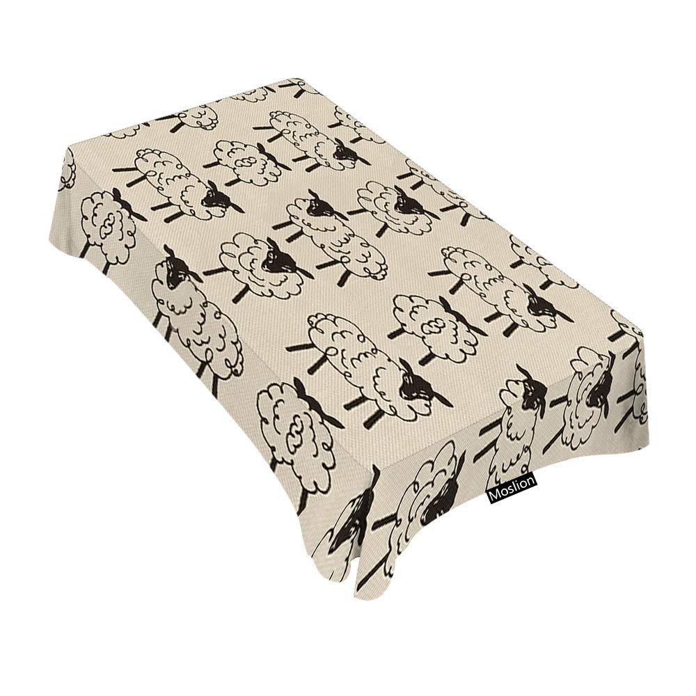 Moslion Decorative Rectangle Tablecloth - 60x84 Inch Fashion Sheep Print Table Cover for Dining, BBQ, Picnic & Coffee Tables - Waterproof & Wrinkle-Resistant for Indoor/Outdoor Use