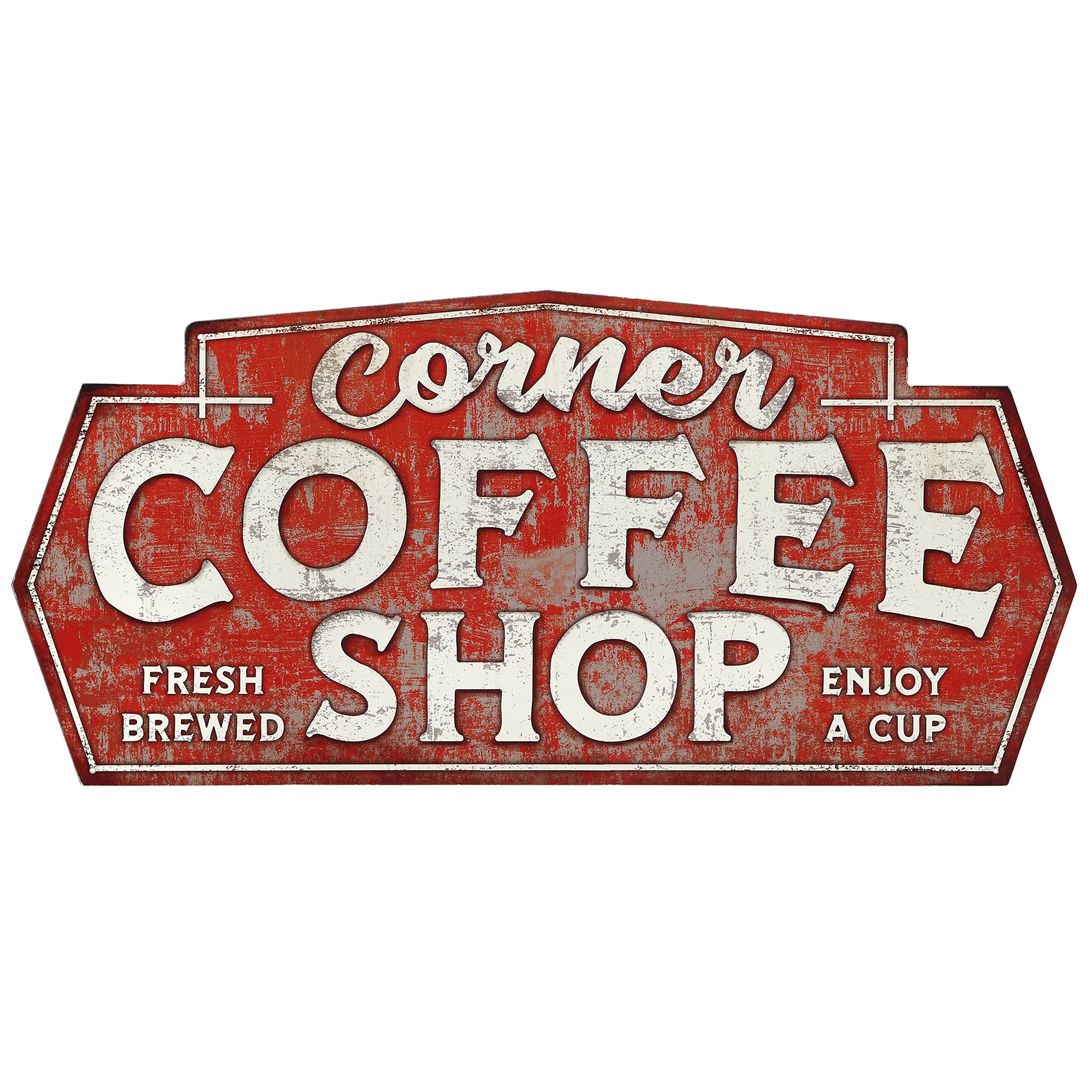 Vintage Metal Coffee Shop Sign - Large Rustic Wall Decor for Dining Room, Kitchen, Coffee Bar | Perfect for Cafe, Restaurant & Home Decor