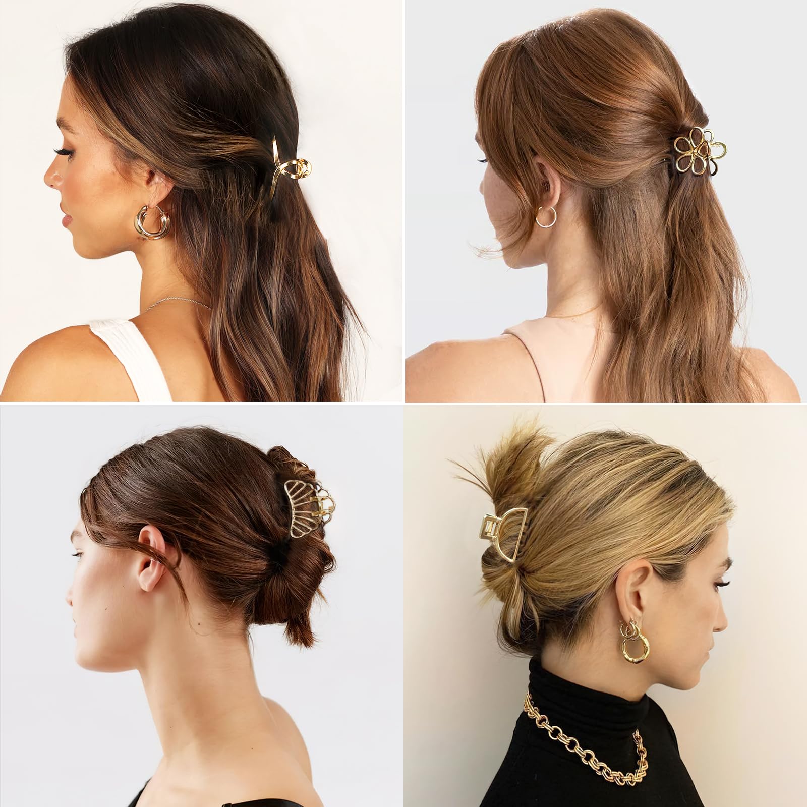 10PCS Gold Hair Clips for Women - Small Gold Claw Clips for Women & Girls - Mini Metal Hair Accessories - Perfect for Parties, Weddings & Everyday Styling