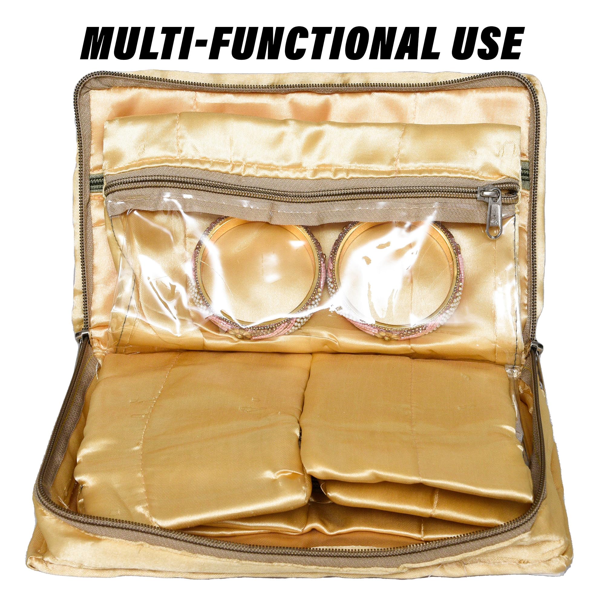Kuber Industries Large Makeup Storage Bag & Vanity Organizer Set - 6 Pouch Cosmetic Organizer for Travel, Jewelry Storage & Daily Use | Pack of 2 | Multi-Compartment Makeup Pouch for Home & Travel Organization