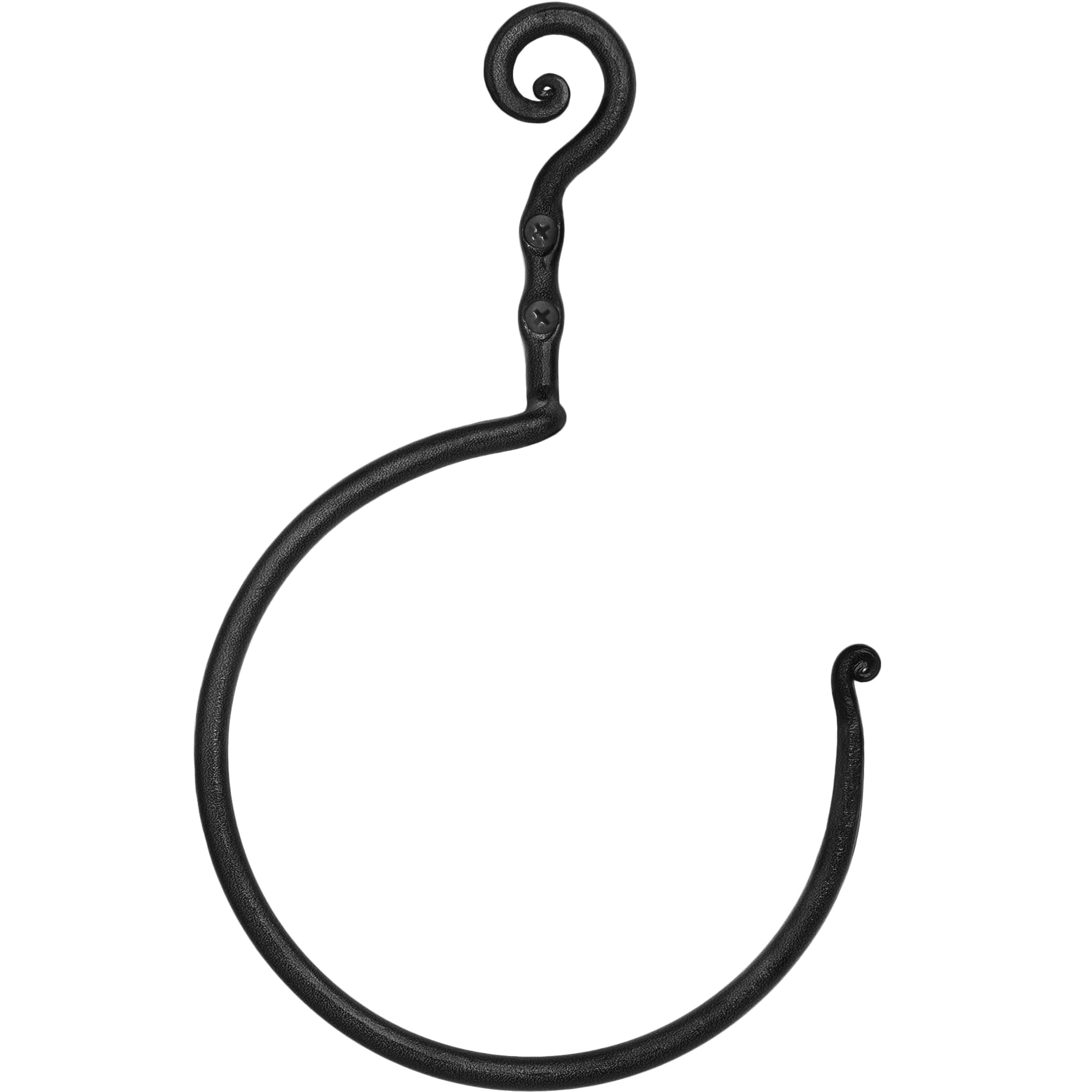 RTZEN Matte Black Hand Towel Ring - Wrought Iron Bathroom Towel Holder - Farmhouse Style Kitchen Towel Ring - Rustic Home Decor for Bath, Kitchen & Laundry Room