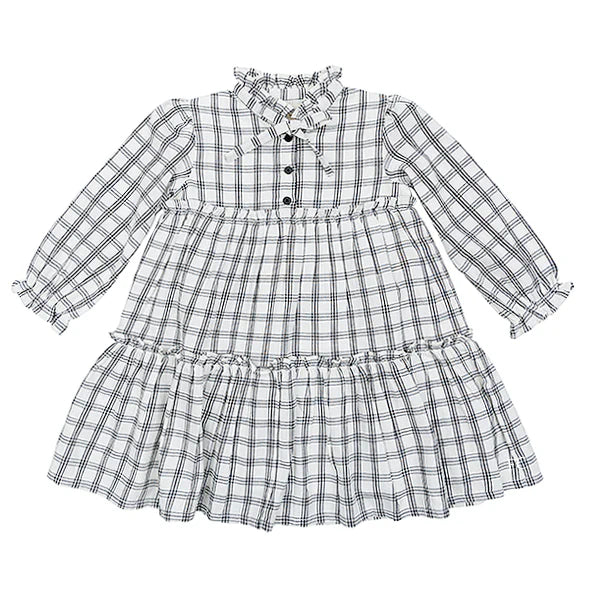 Louis Louise Garance Twill Check Dress - Women's Elegant Plaid A-Line Dress for Office, Party & Casual Wear