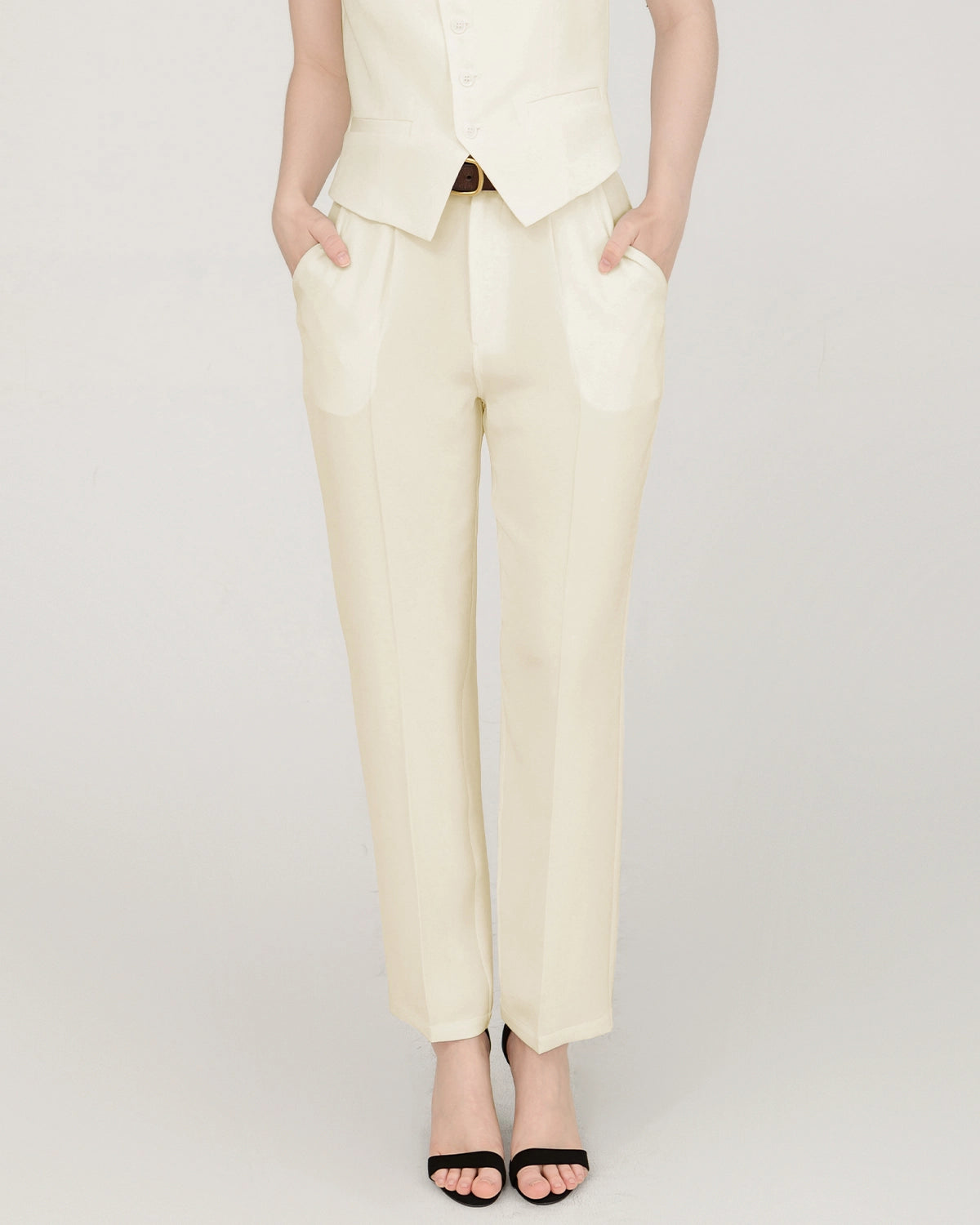 40 Momme Pure Silk High-Waisted Straight Leg Pants for Women - Elegant Office Wear & Evening Outfits