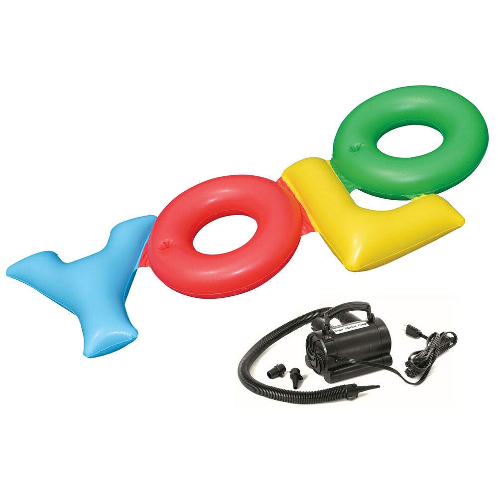 **Inflatable YOLO Raft Float with Electric Air Pump - Premium Pool & Lake Floating Mat for Relaxation, Beach Parties & Summer Fun**