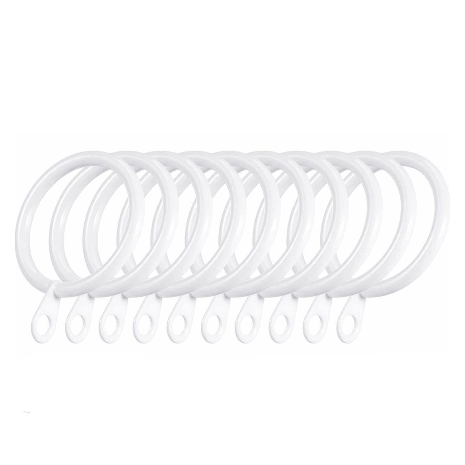 PJRYC 60PCS White Metal Curtain Rings with Hooks for Hanging Curtains on Rods & Poles - Perfect for Voile, Sheer, and Blackout Drapes in Living Room, Bedroom, or Office