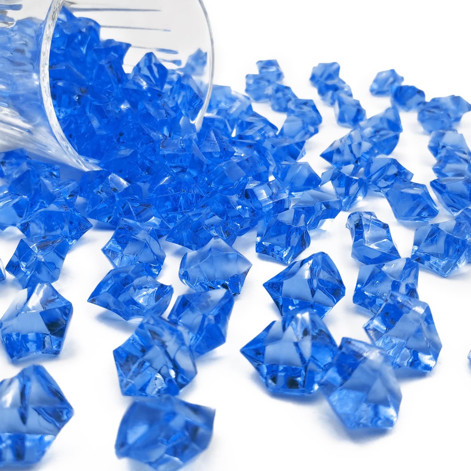 150pcs Artificial Acrylic Crushed Ice Cubes - 16x22mm (0.86x0.62inch) Fake Crystal Rocks Diamonds for Vase Fillers, Table Scatter, Wedding & Party Decorations - Dark Blue - Perfect for Centerpieces, Floral Arrangements and DIY Craft Projects