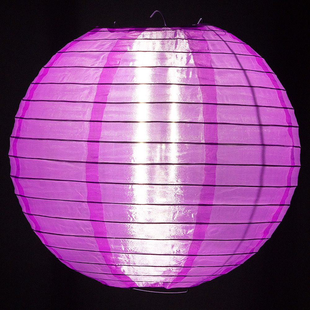 10 Pack Violet Round Shimmering Nylon Lanterns with Even Ribbing - Elegant Hanging Decorations for Outdoor Parties, Weddings & Home Decoration (String Lights Sold Separately)