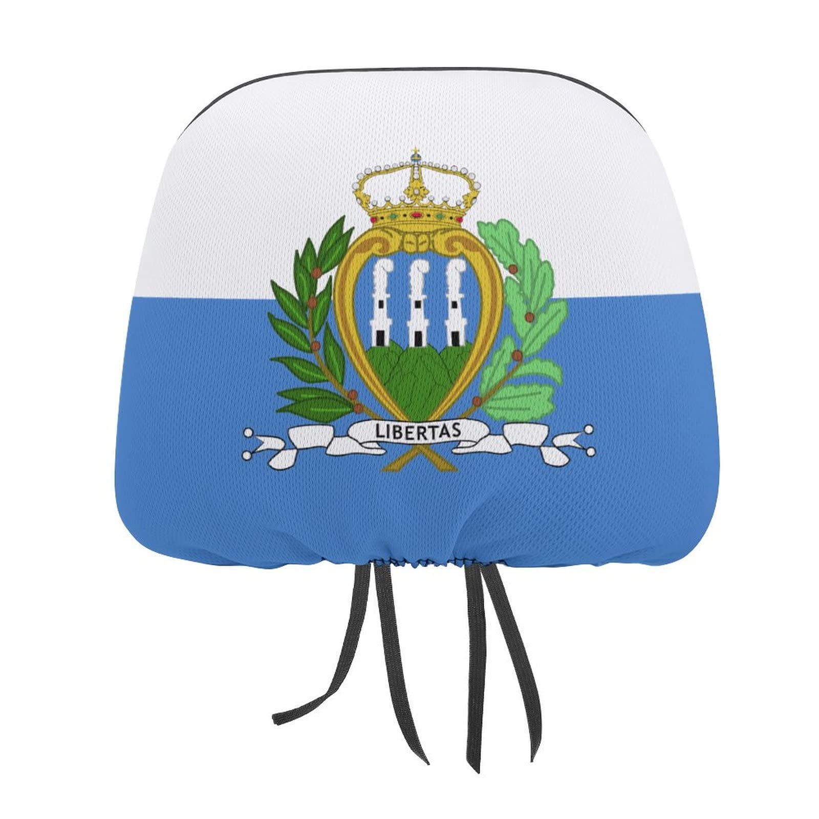Original Adugen Origei San Marino Flag Car Headrest Covers for Women - 2 Pack Interchangeable Car Seat Covers - Perfect for Travel, Road Trips & Patriotic Decor