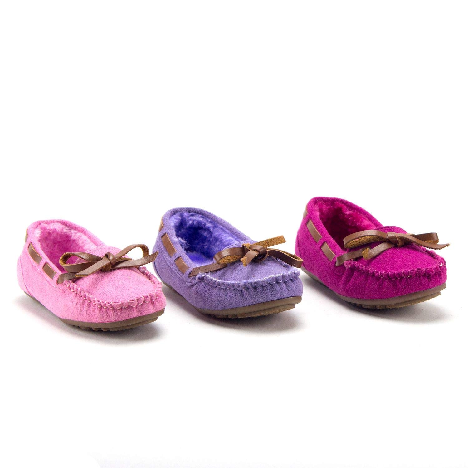 Jazamé Little Girls Tasha Warm Fur Lined Slip-On Moccasins - Cozy Casual Flats for Toddlers & Kids - Perfect for Indoor Play, Winter Outfits & School Days