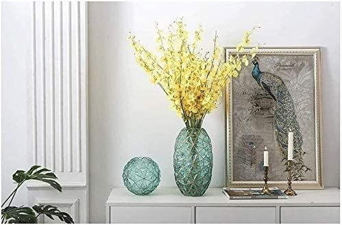 Transparent Glass Vase with Golden Border - Small Green Flower Vase for Home Decoration, Floral Arrangement, Water Display | Perfect for Living Room, Dining Table, Wedding Centerpiece & Gift