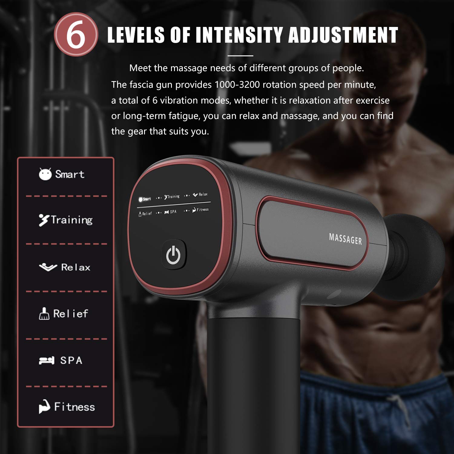 **Professional Deep Tissue Massage Gun for Athletes - 6 Heads & 6 Speed Levels, Portable Muscle Massager for Pain Relief & Recovery - Perfect for Gym, Home & Travel (Includes Hard Carrying Case)**