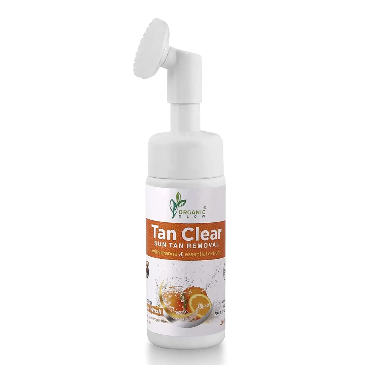 Organic Glow Sun Tan Removal Foaming Face Wash with Orange Essential Extract | Brightening & Exfoliating Cleanser for Glowing Skin | 150ml | Perfect for Daily Skincare & Post-Sun Care Routine
