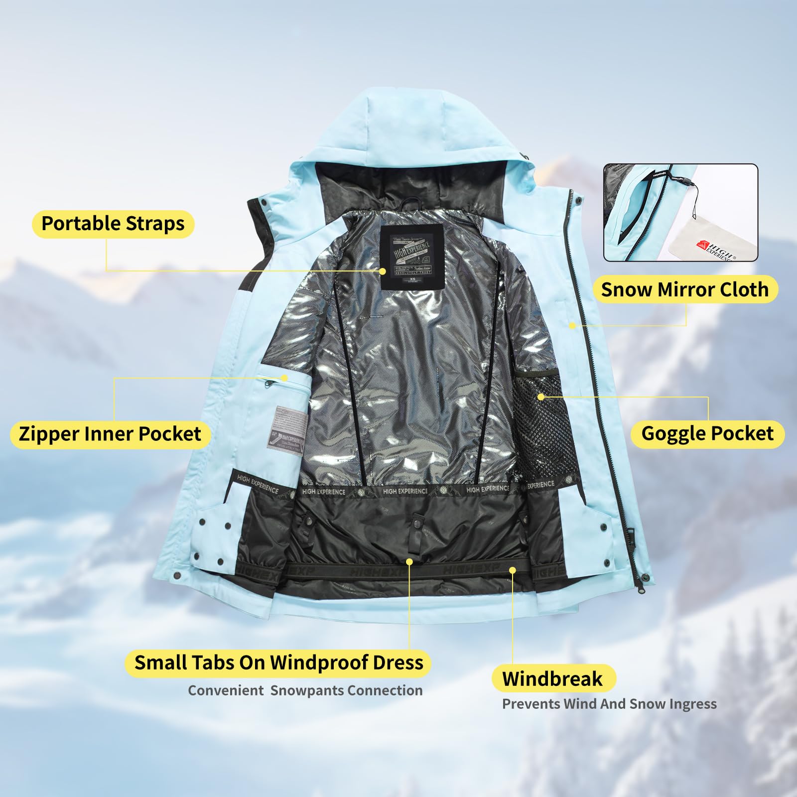 Waterproof Insulated Snowboard Jacket for Men & Women - Windproof Ski Coat with Hood for Warmth & Comfort | Perfect for Skiing, Snowboarding & Winter Outdoor Activities