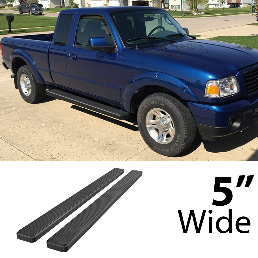 5in Black APS Running Boards for 1998-2011 Ford Ranger & Mazda B-Series Super Cab - Heavy Duty Nerf Bars Side Steps for Off-Road Protection & Easy Entry