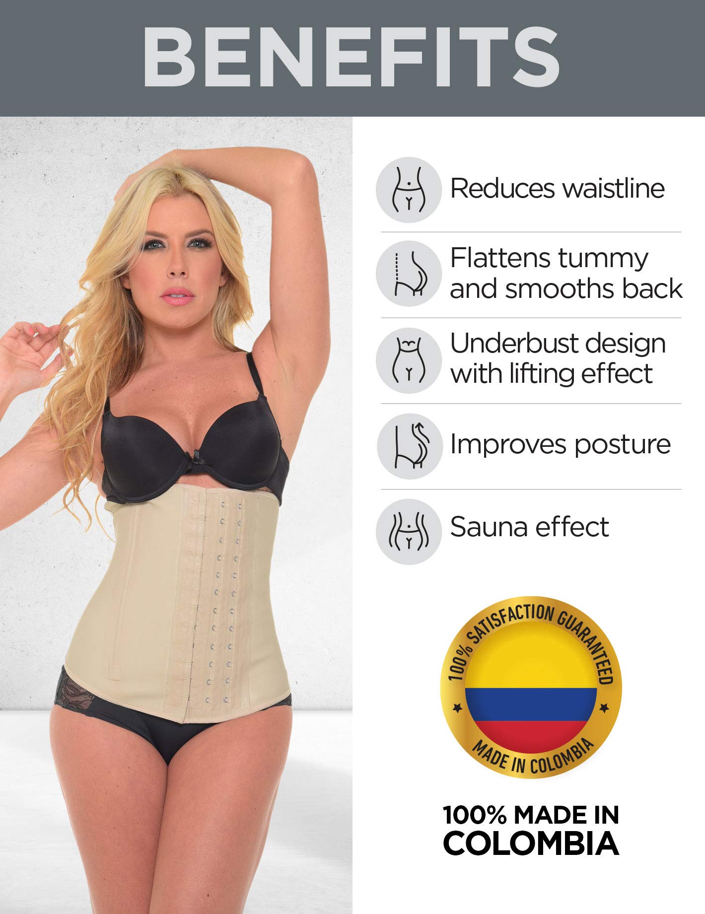 Women's Latex Waist Trainer Corset - Underbust Sport Girdle for Weight Loss & Hourglass Body Shaping - Black | Tummy Control for Workouts, Postpartum Recovery & Everyday Wear