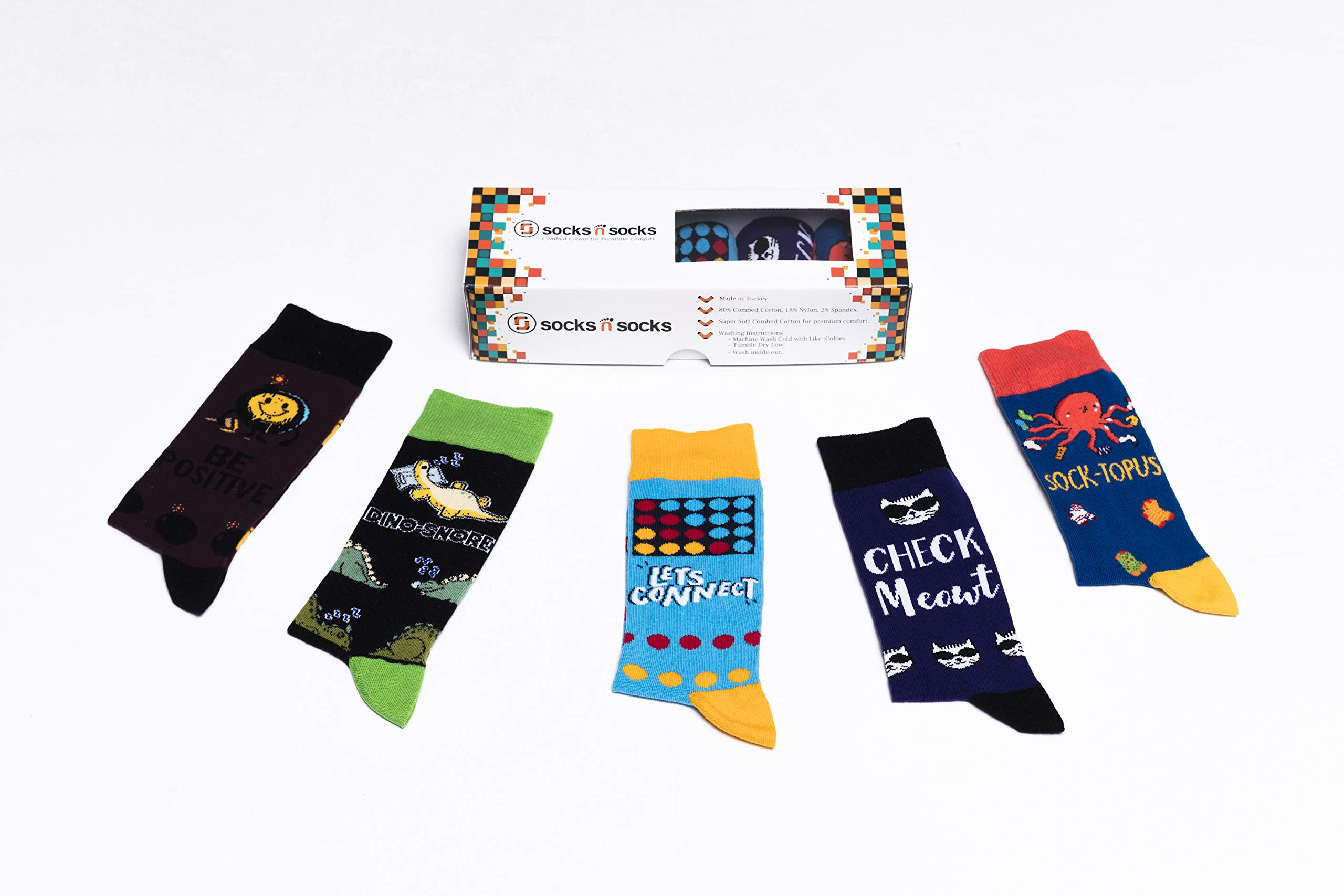 Men's 5-Pack Luxury Colorful Cotton Novelty Dress Socks Gift Set - Fun & Stylish Socks for Work, Party & Casual Wear - Perfect Gift for Men