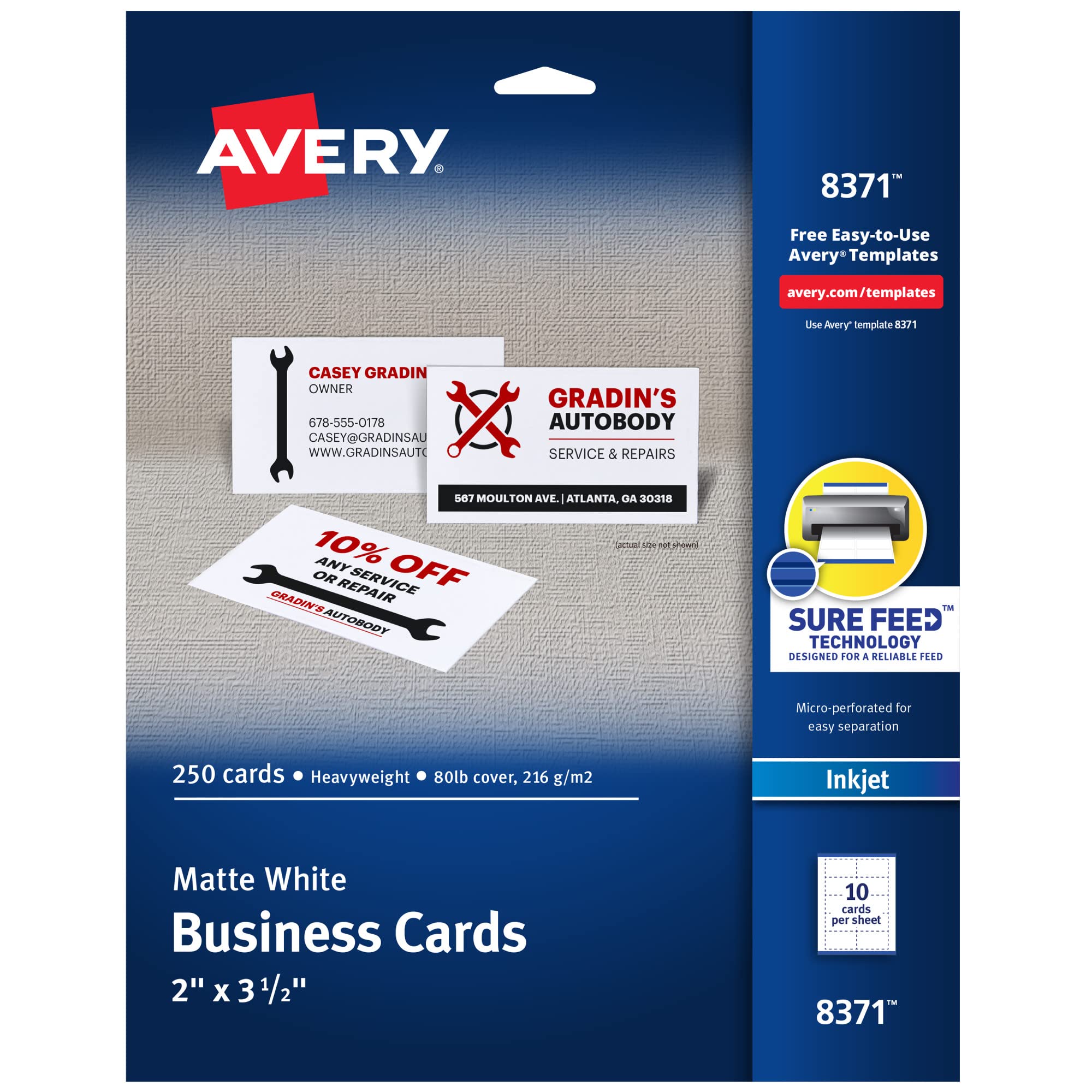 Avery Printable Business Cards with Sure Feed Technology - 2