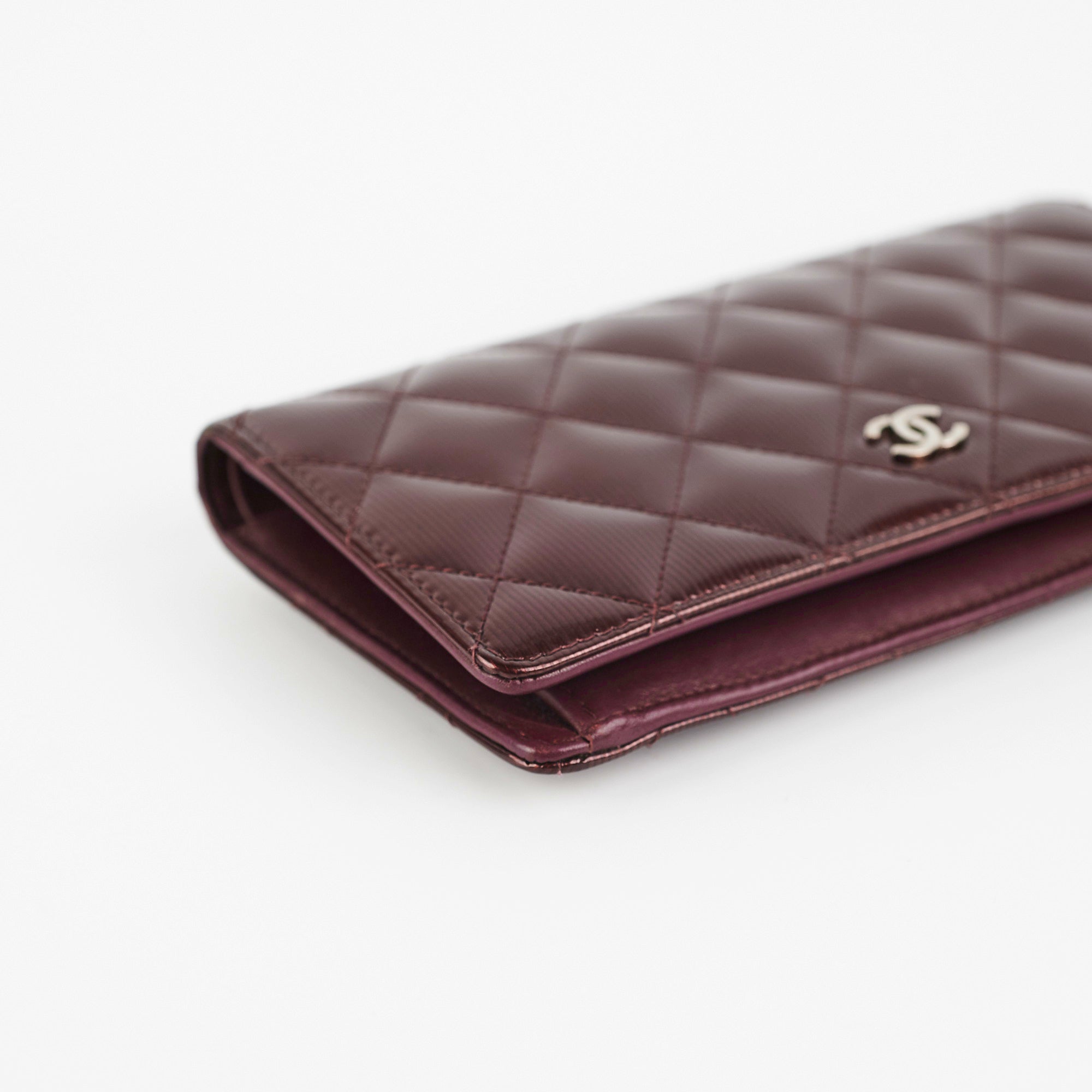 Chanel Long Wallet in Patent Burgundy Leather - Luxury Women's Wallet for Everyday Use & Special Occasions